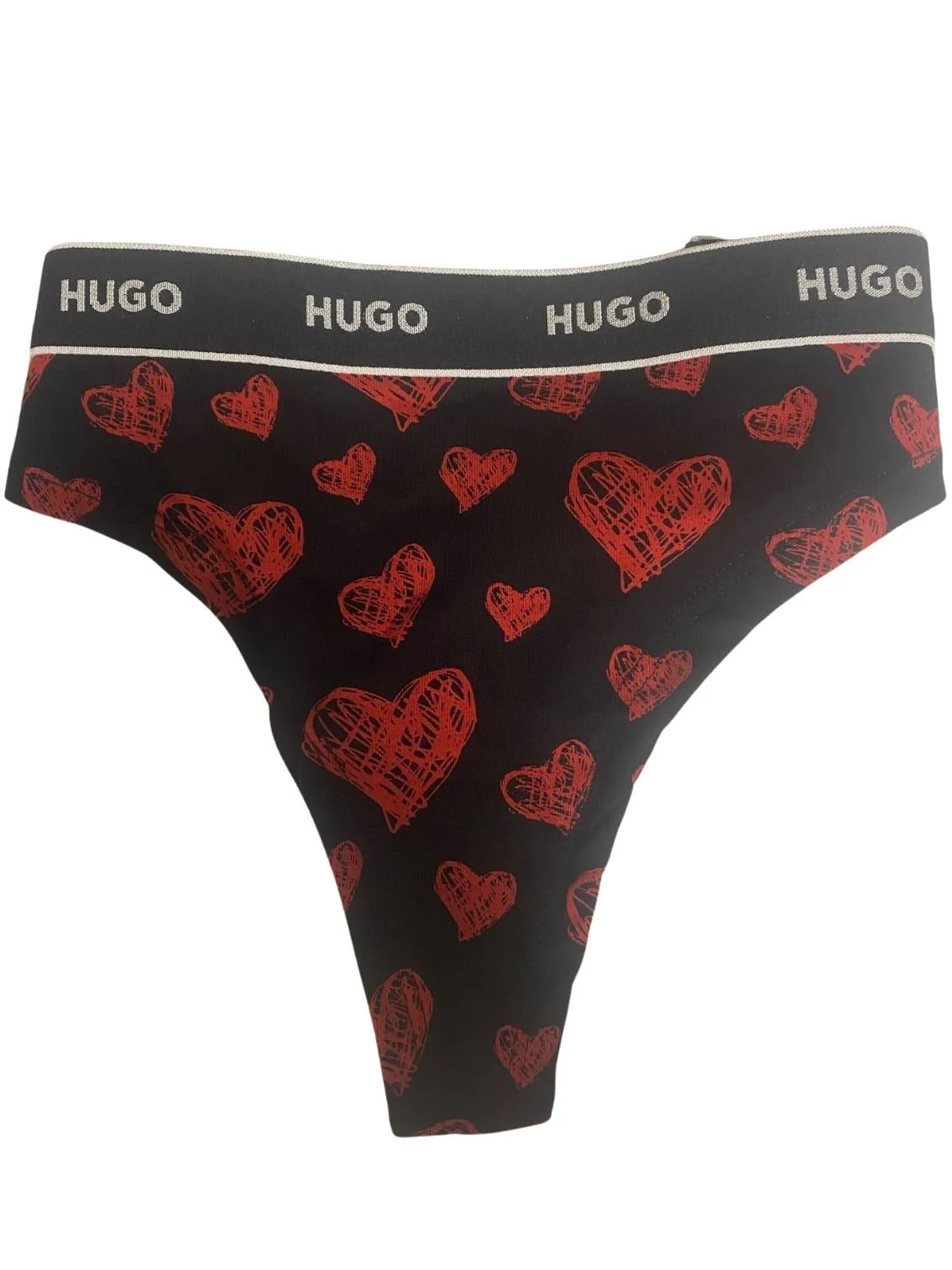3-Pack Classic Logo Hearts Print Thongs, Black/Red - Image 3