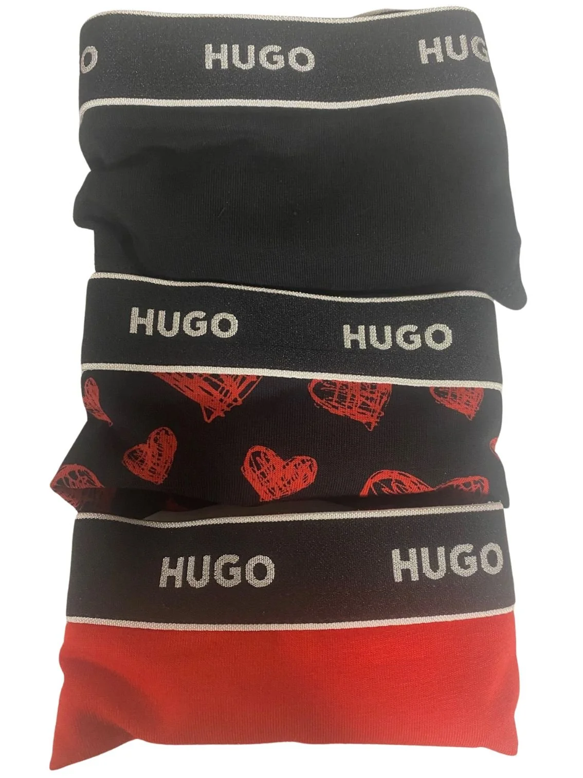 3-Pack Classic Logo Hearts Print Thongs, Black/Red - Image 4