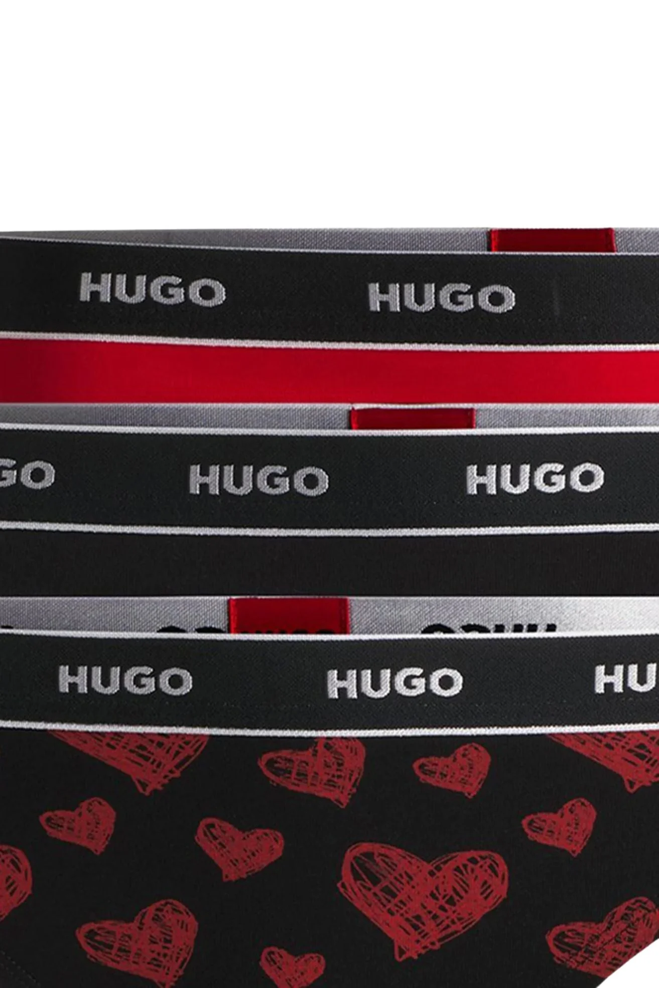 3-Pack Classic Logo Hearts Print Thongs, Black/Red - Image 5