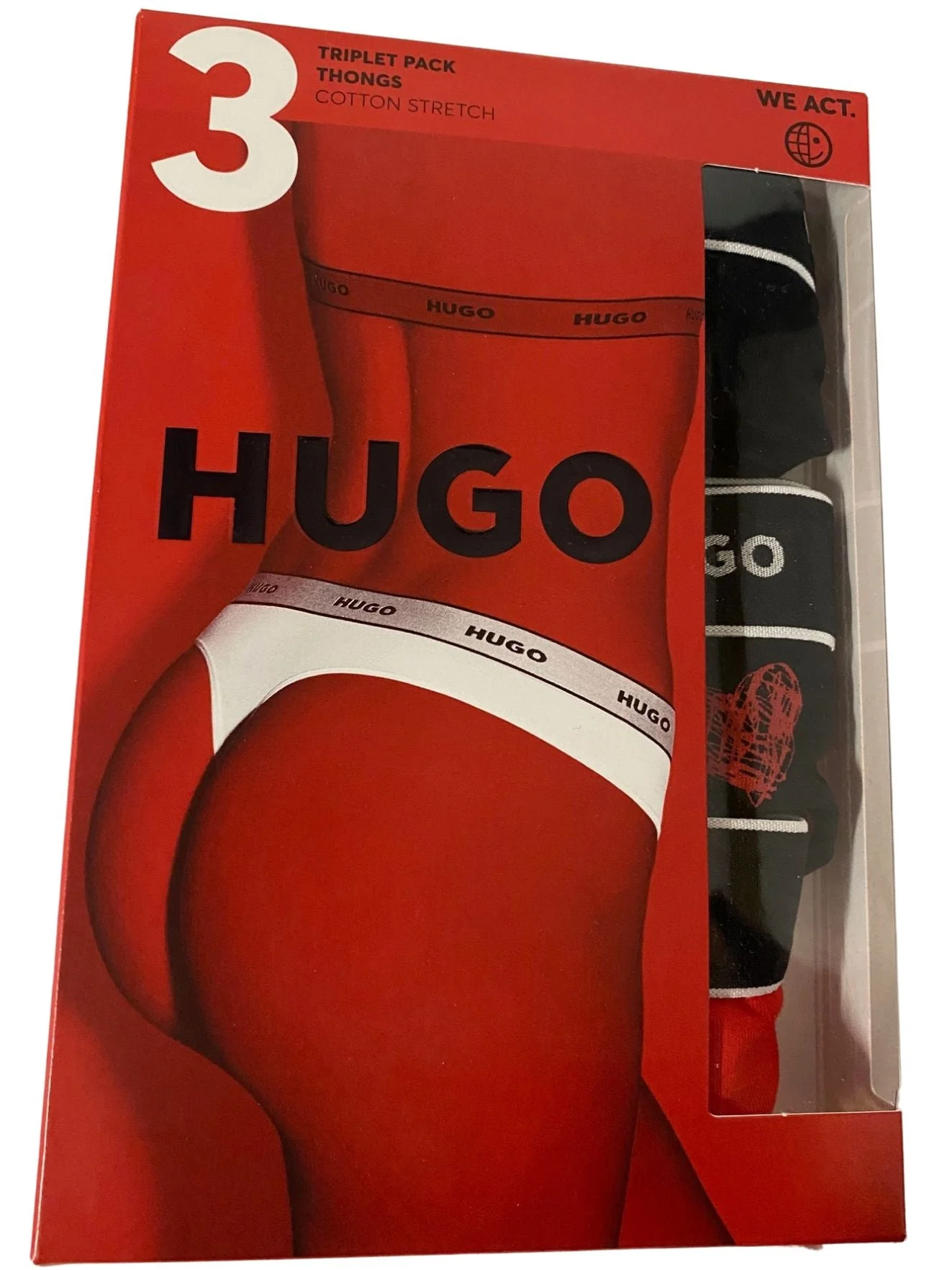 3-Pack Classic Logo Hearts Print Thongs, Black/Red - Image 7