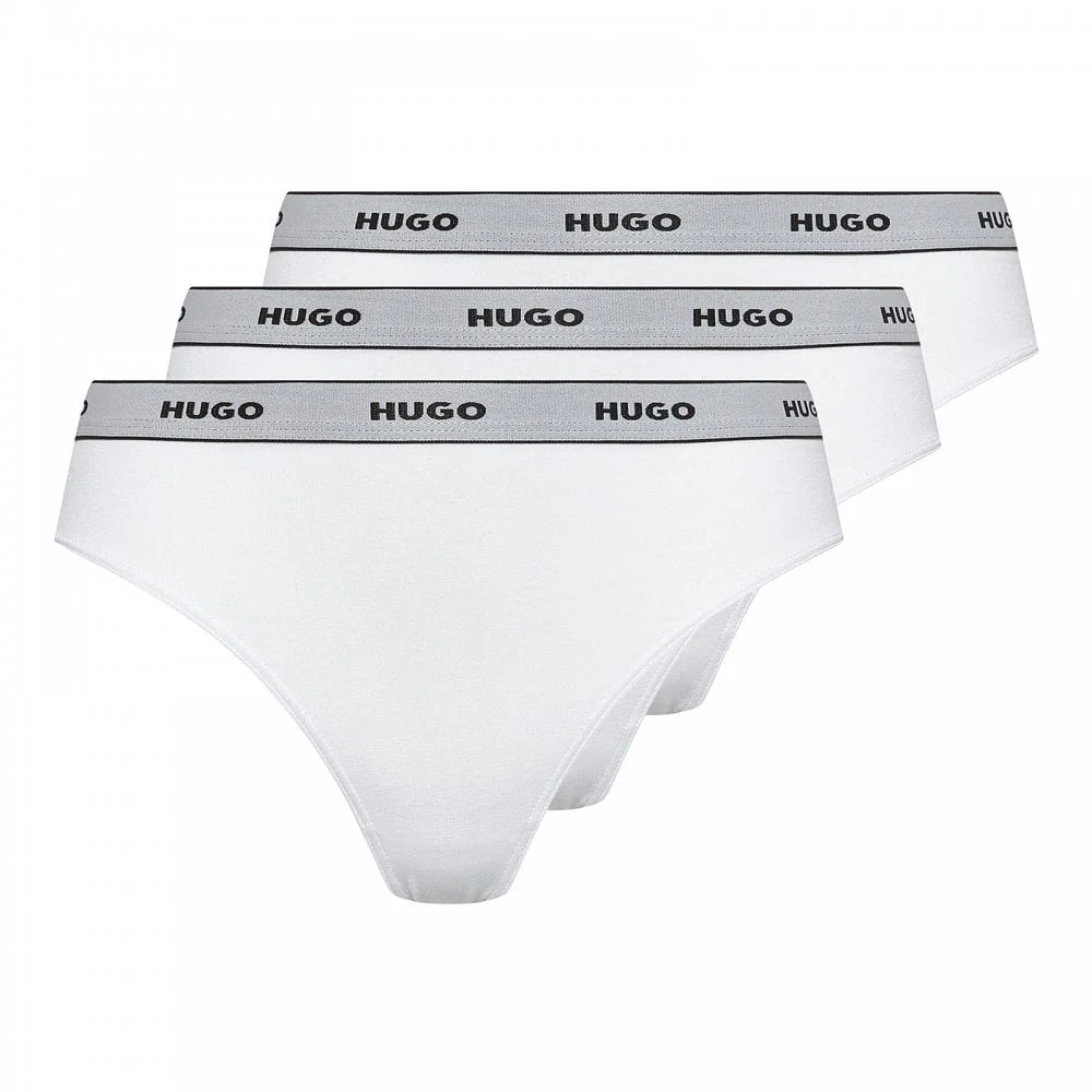 3-Pack Classic Logo Thongs, White