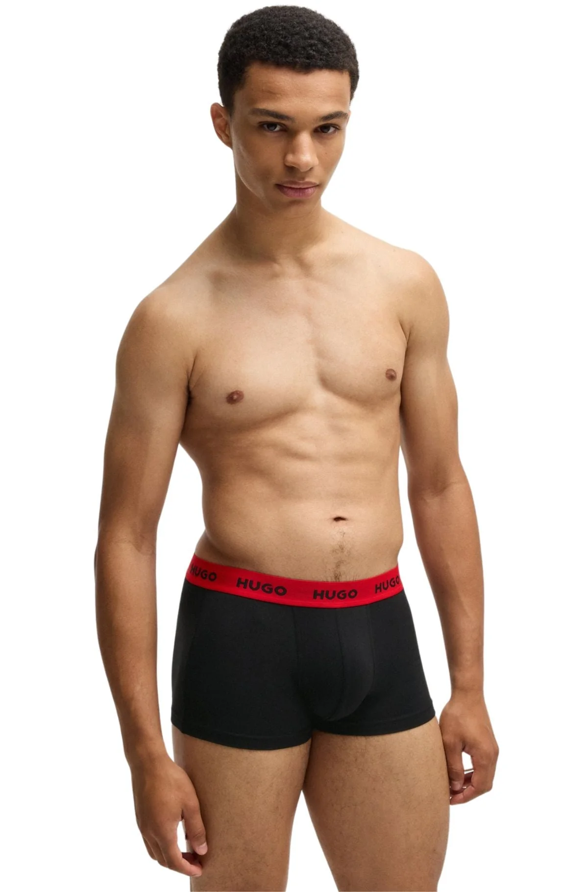 3-Pack Contrast Waistband Boxer Trunks, Black w/ red/silver/blue - Image 2