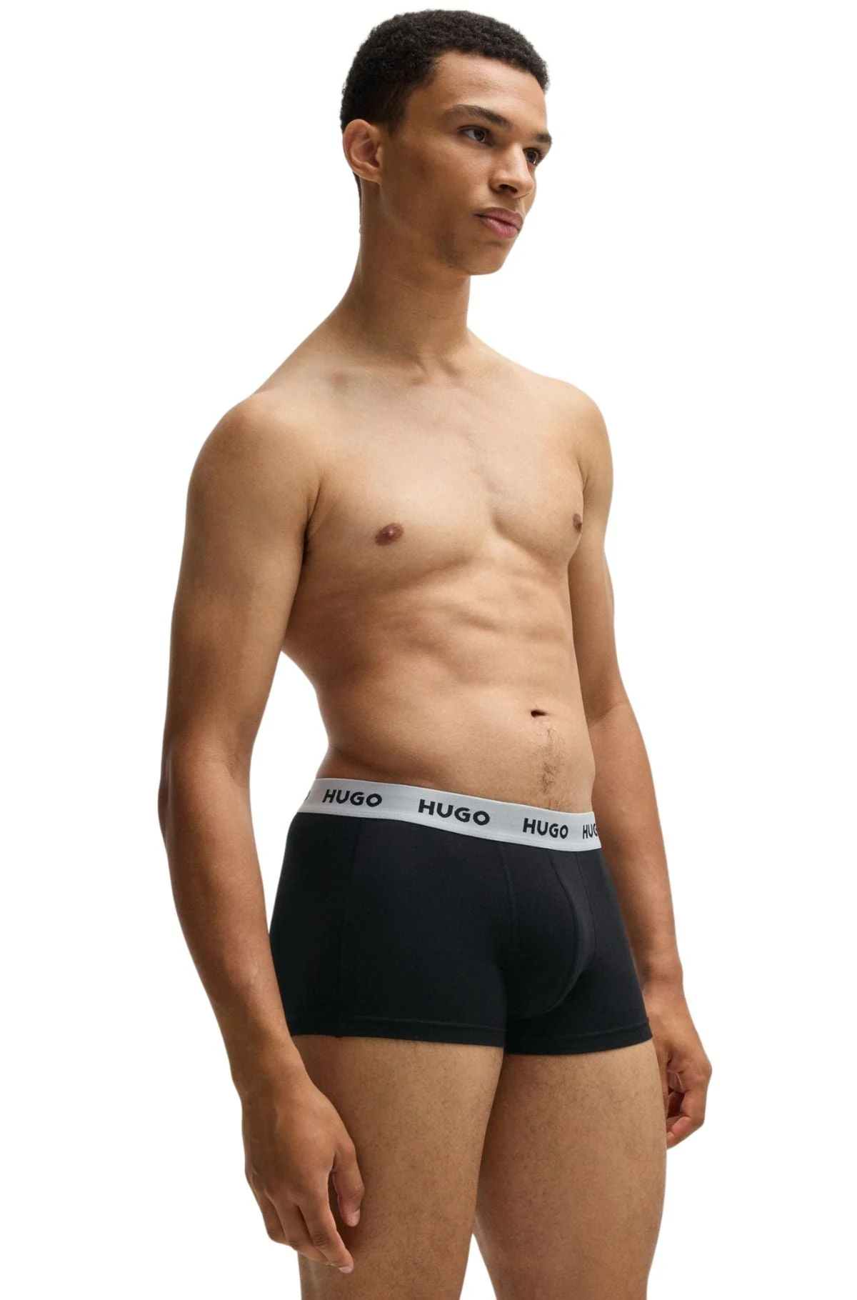 3-Pack Contrast Waistband Boxer Trunks, Black w/ red/silver/blue - Image 3