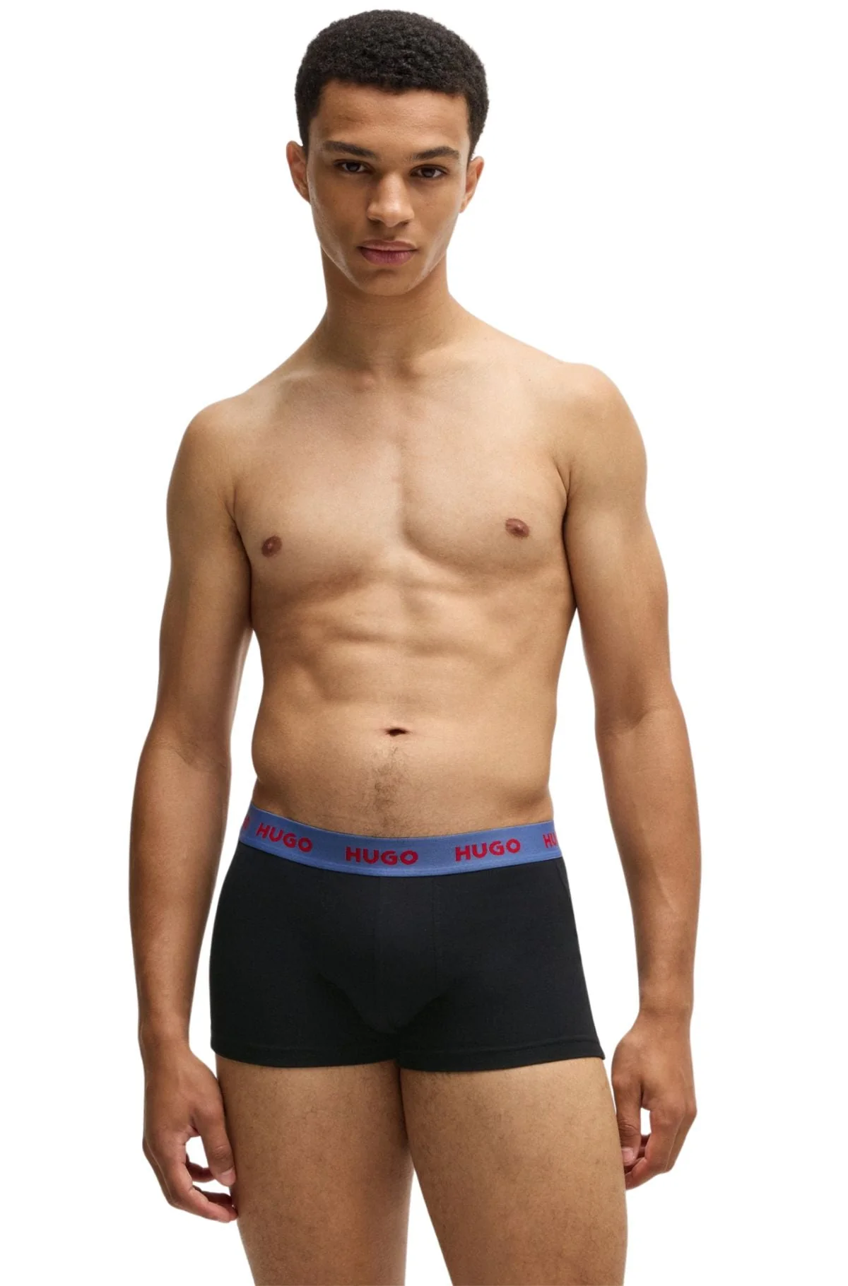 3-Pack Contrast Waistband Boxer Trunks, Black w/ red/silver/blue - Image 5