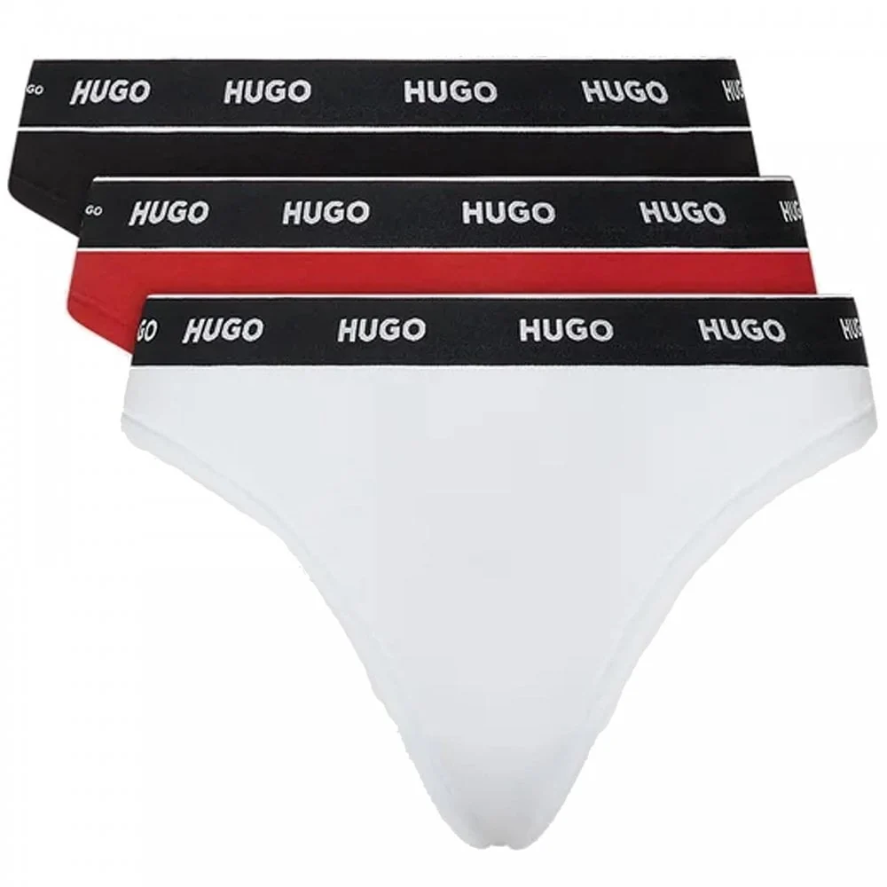 3-Pack Logo Thong, Black/Red/White