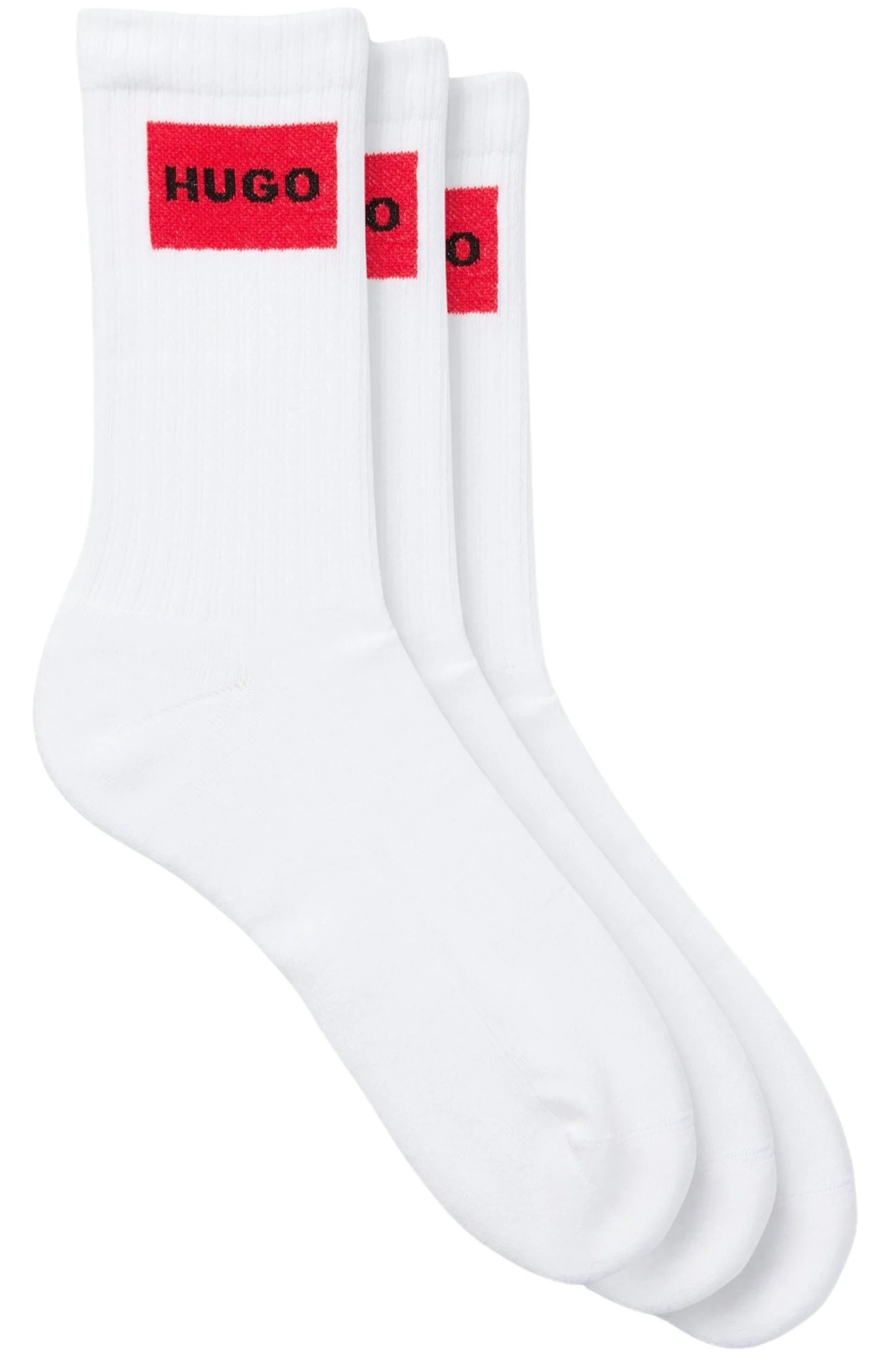 3-Pack Red Label Ribbed Sports Socks, White