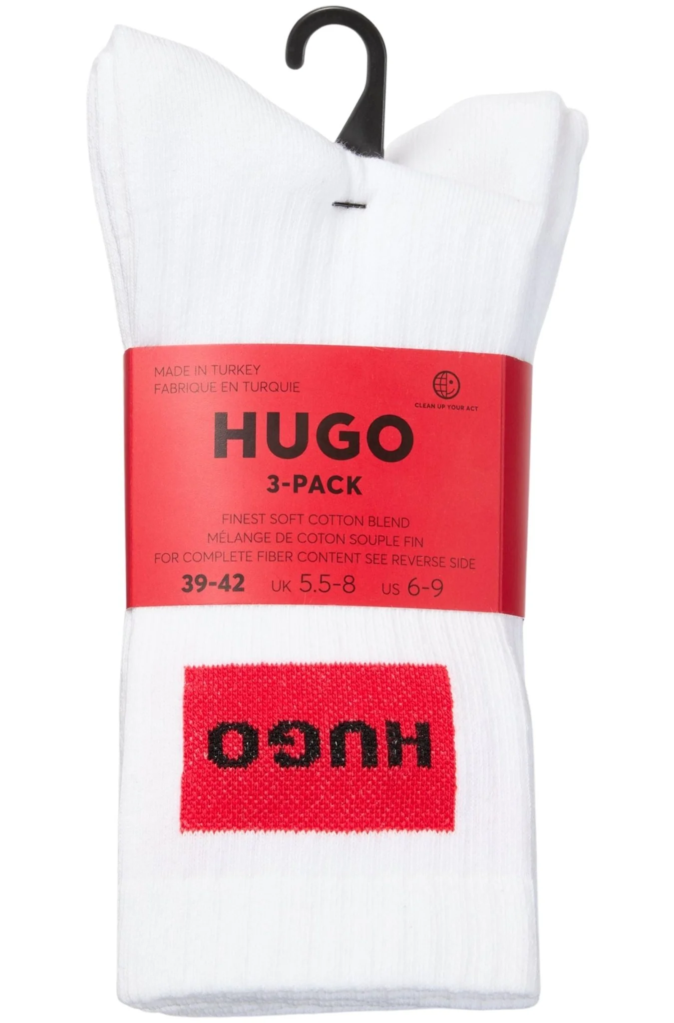 3-Pack Red Label Ribbed Sports Socks, White - Image 2