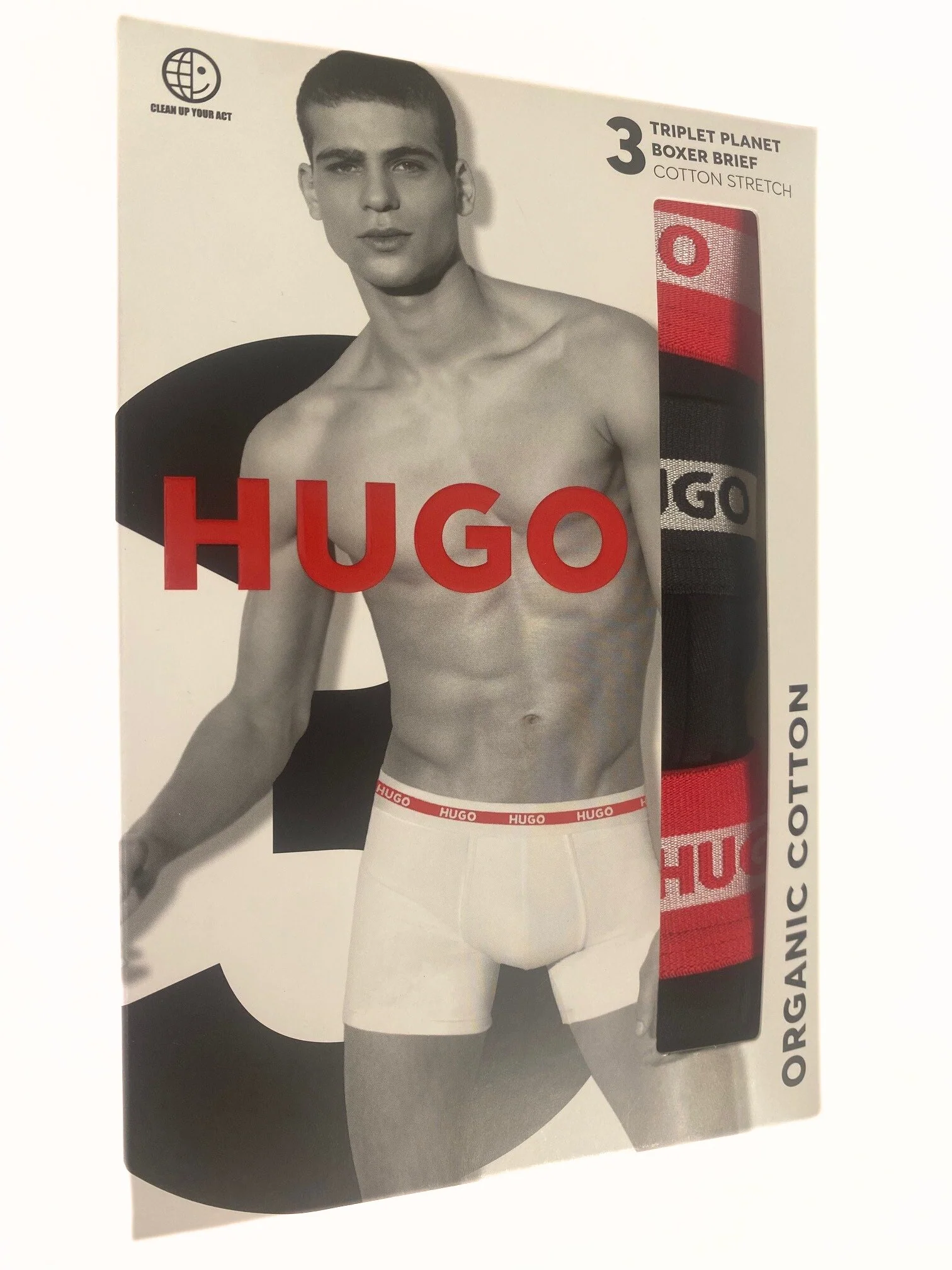 3-Pack Stripe Waistband Boxer Briefs, Black w/ red/silver - Image 2