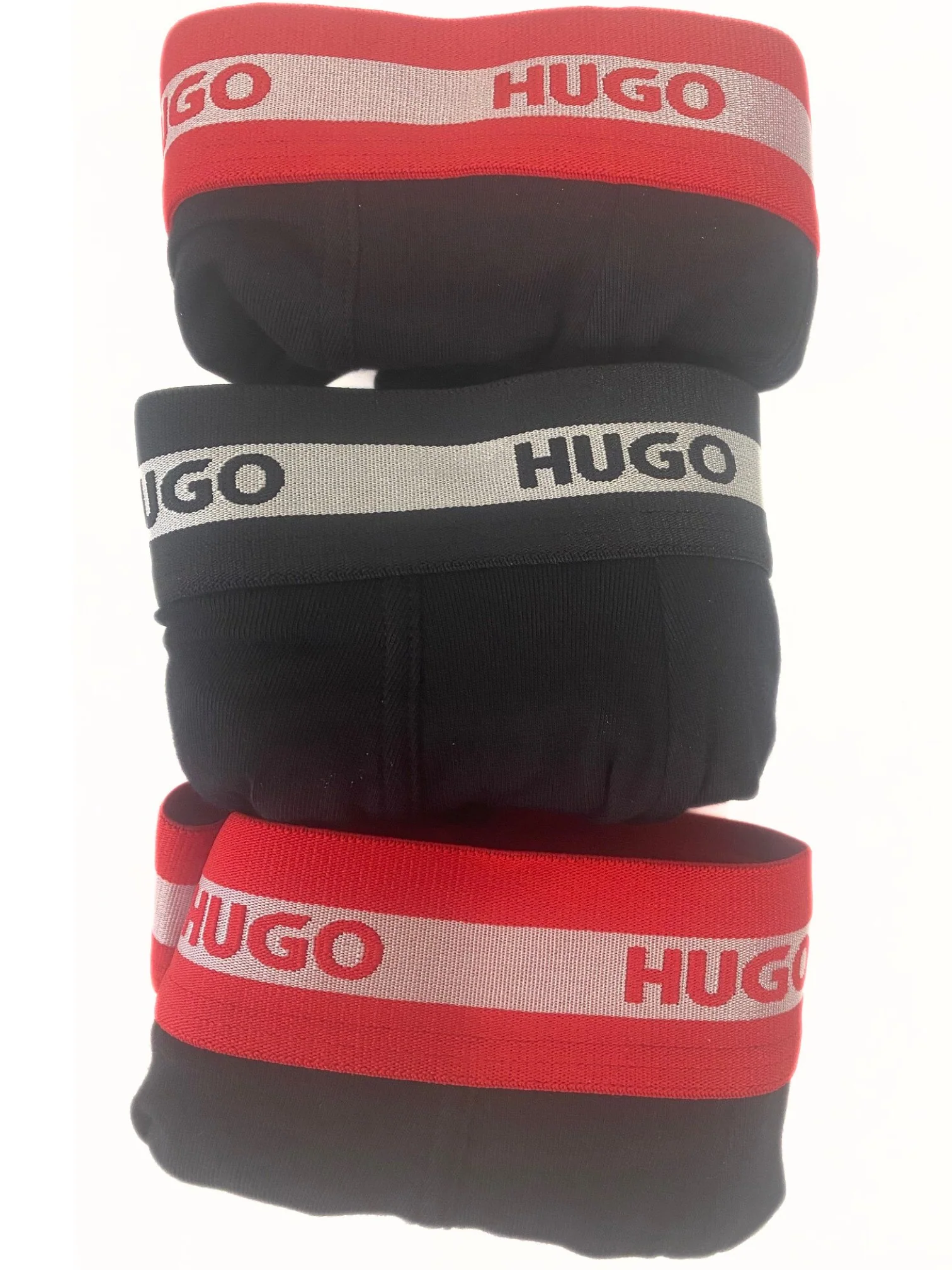 3-Pack Stripe Waistband Boxer Briefs, Black w/ red/silver - Image 3