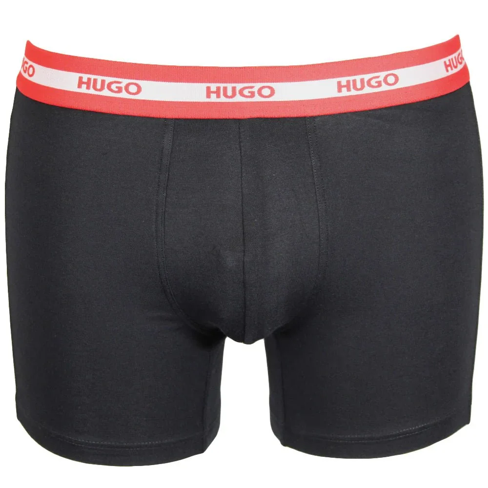 3-Pack Stripe Waistband Boxer Briefs, Black w/ red/silver - Image 7