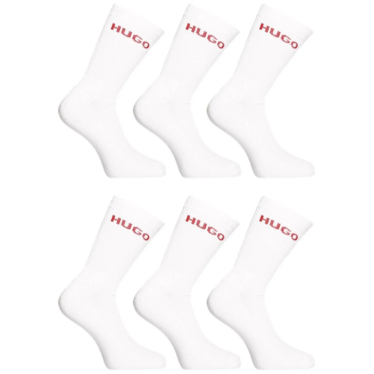 6-Pack Red Logo Ribbed Sports Socks, White - Image 5