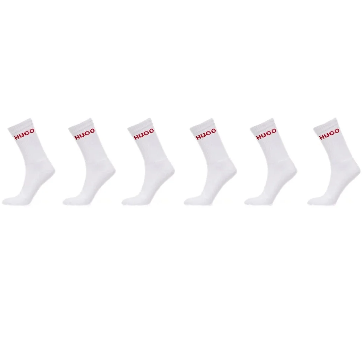 6-Pack Red Logo Ribbed Sports Socks, White - Image 6