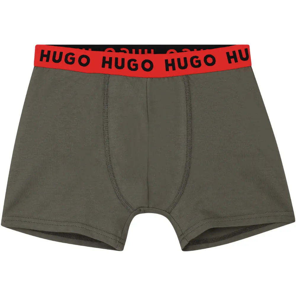 Boys 2-Pack Classic Logo Boxer Trunks, Black/Khaki - Image 3