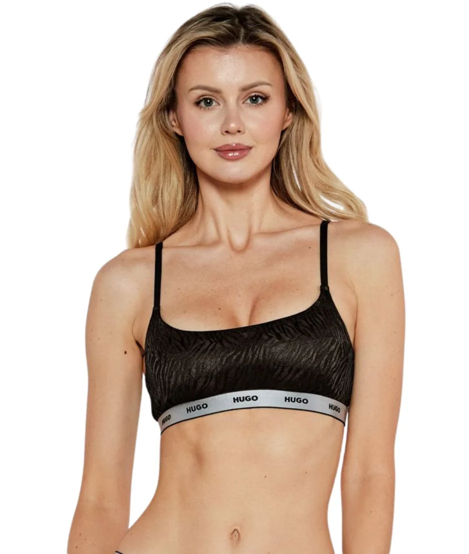 Classic Logo Lace Bra & Thong Gift Set, Black/silver - Image 4