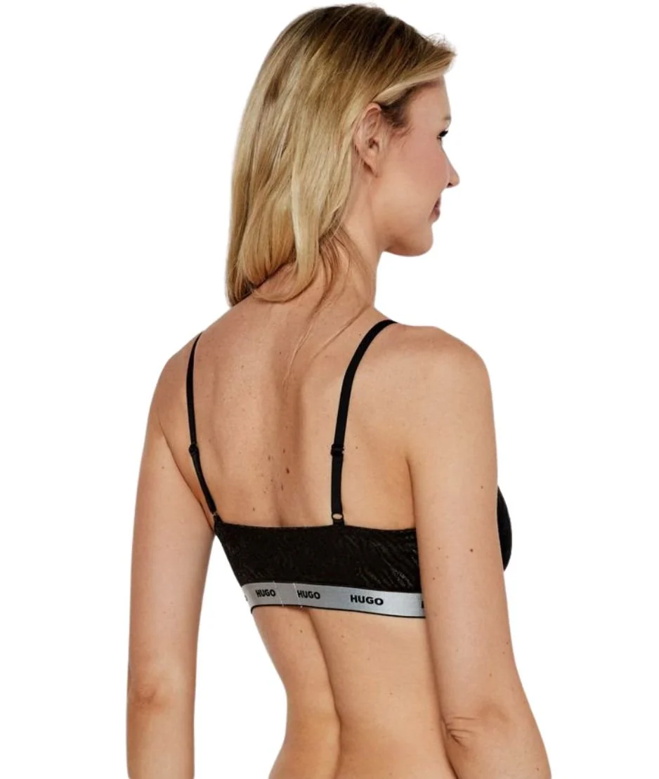 Classic Logo Lace Bra & Thong Gift Set, Black/silver - Image 5