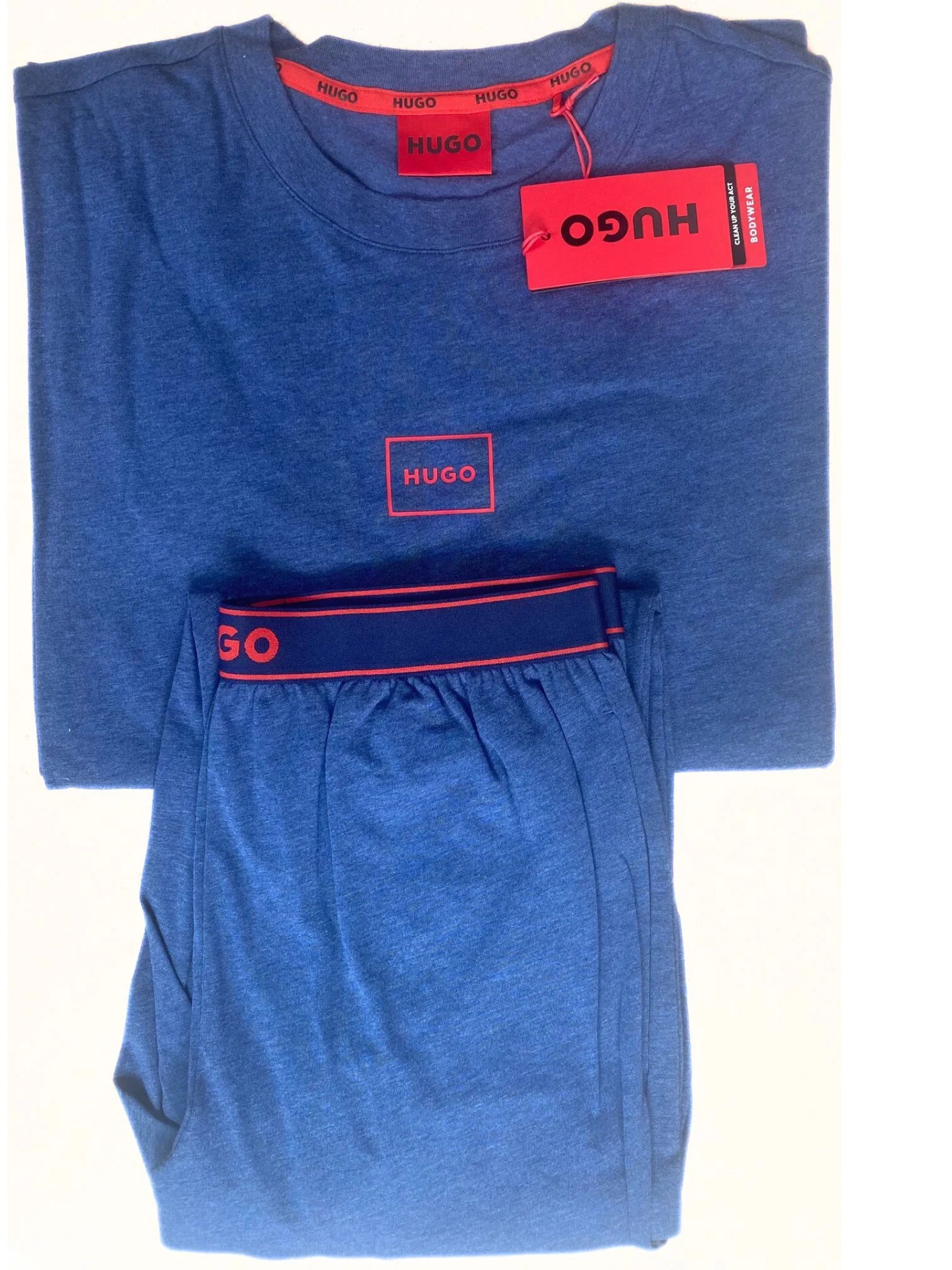 Laze Relaxed-Fit Jersey Loungewear Set, Marl Blue - Image 2