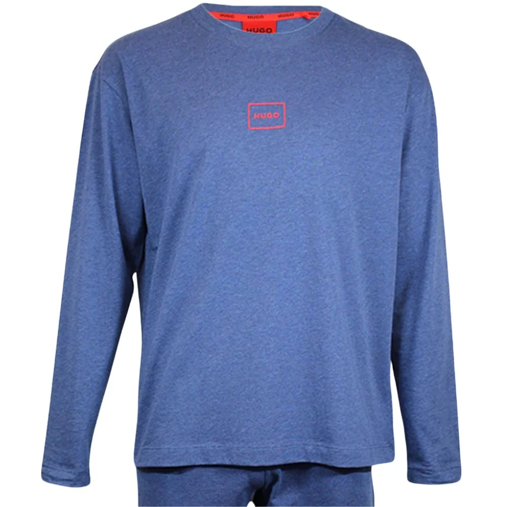 Laze Relaxed-Fit Jersey Loungewear Set, Marl Blue - Image 3