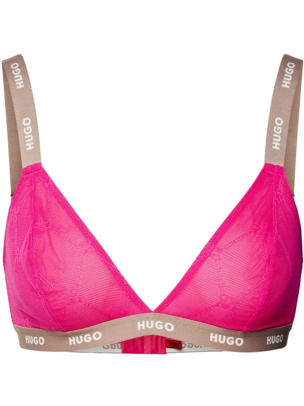 Sporty Logo Lace Triangle Bra, Bright Pink