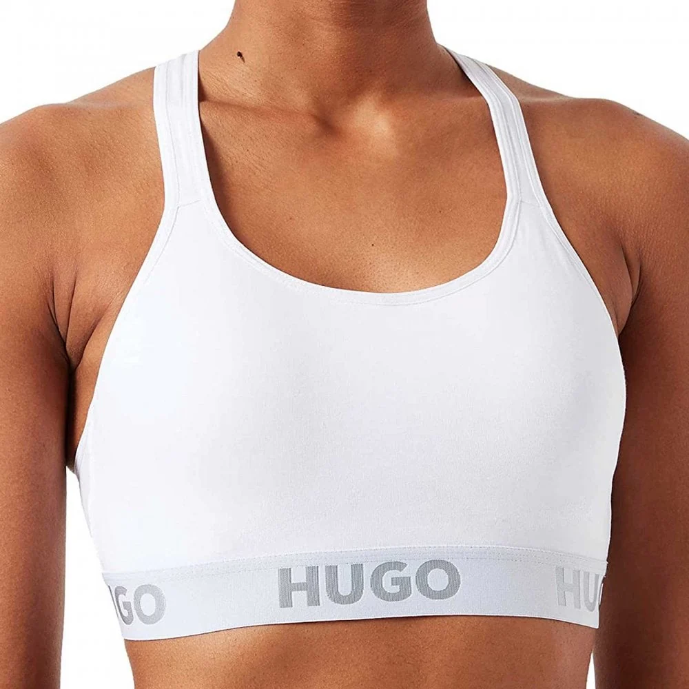 Sporty Logo Padded Bralette, White