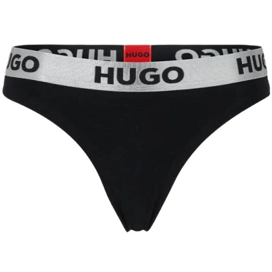 Sporty Logo Thong, Black/silver