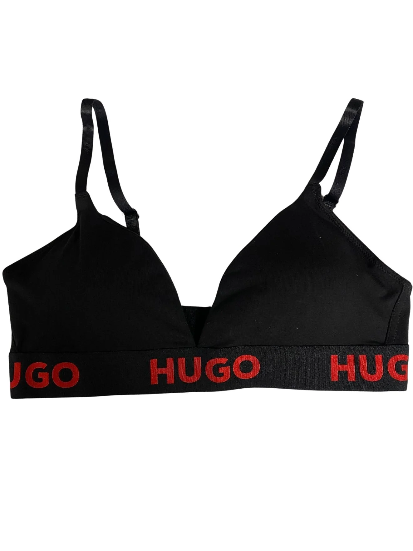 Sporty Logo Triangle Bra, Black/red