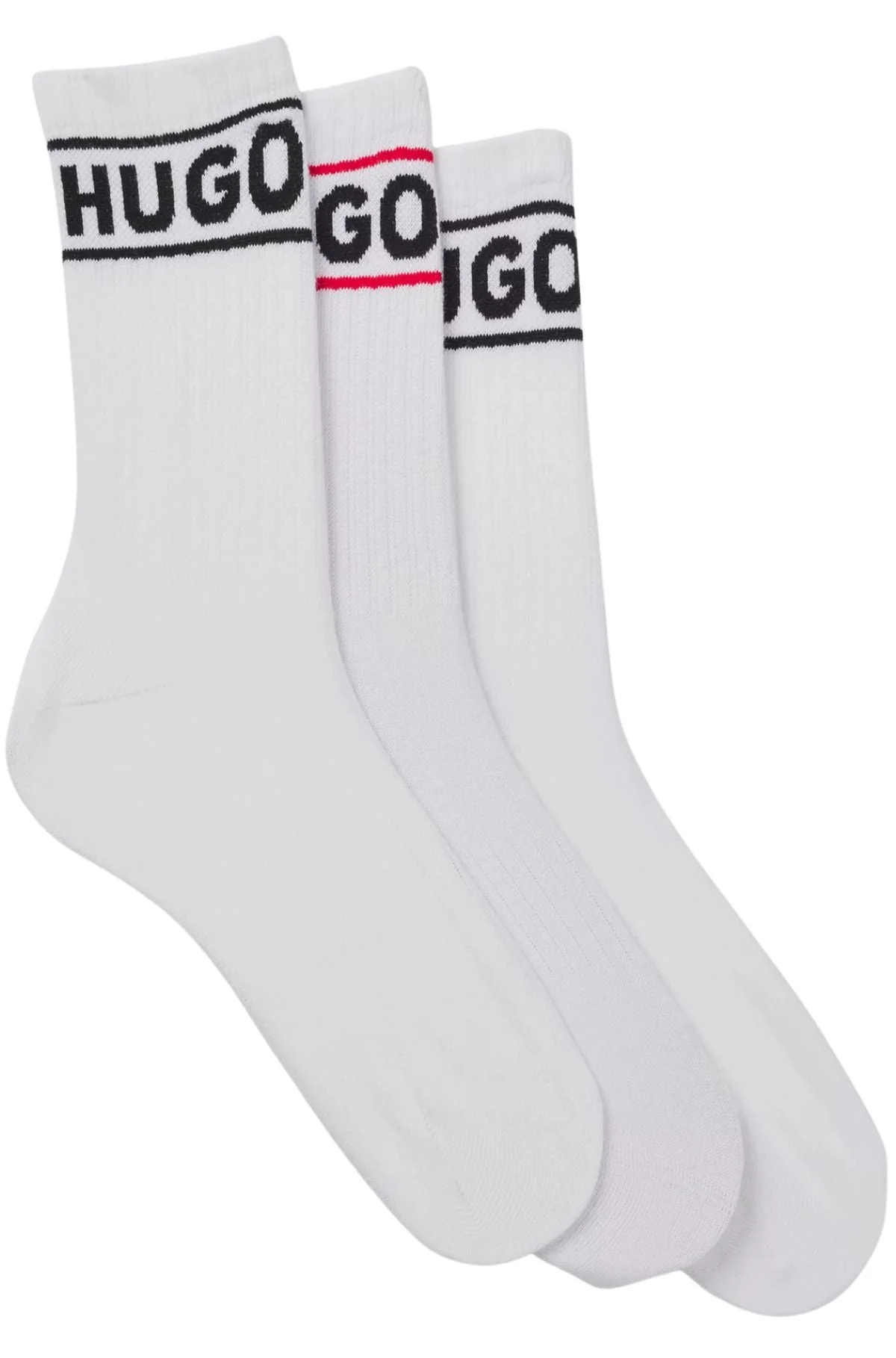 3-Pack Sporty Logo Ribbed Women's Socks, White