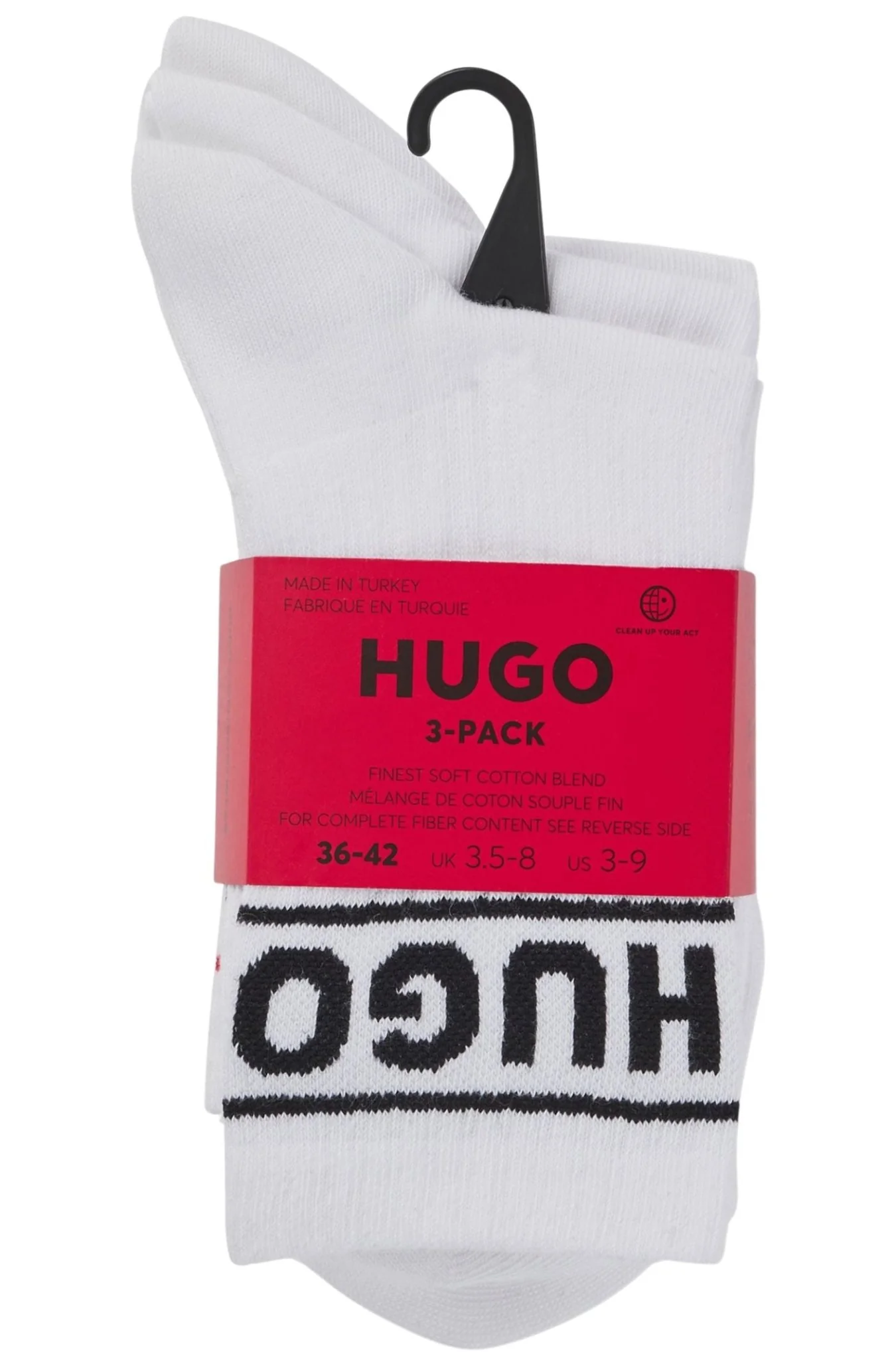 3-Pack Sporty Logo Ribbed Women's Socks, White - Image 2