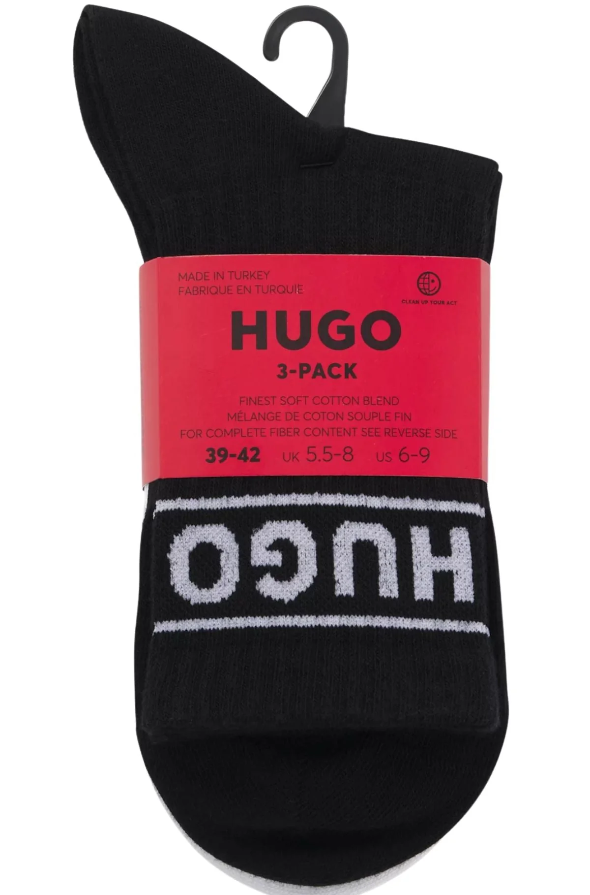 3-Pack Sporty Logo Ribbed Women's Socks, Black/white - Image 2