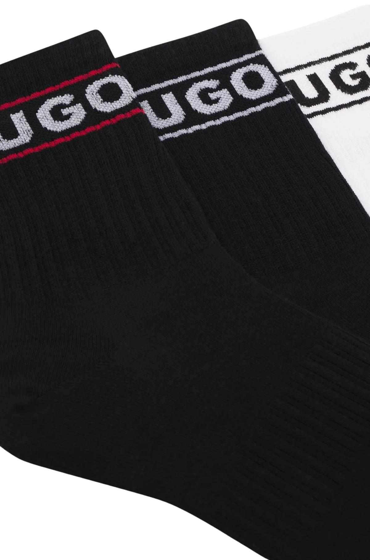 3-Pack Sporty Logo Ribbed Women's Socks, Black/white - Image 3