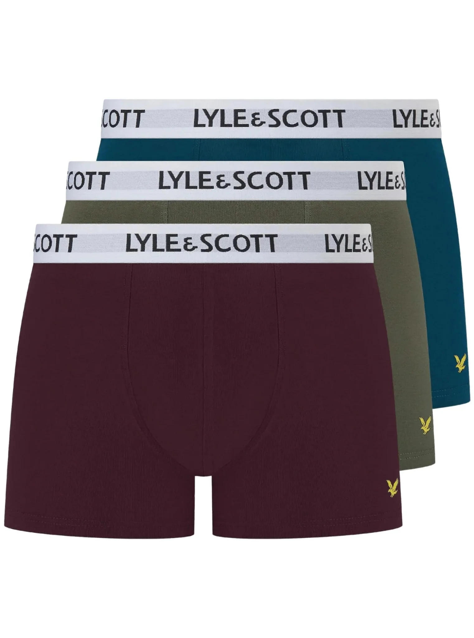 3-Pack Barclay Boxer Briefs, Blue/Burgundy/Green