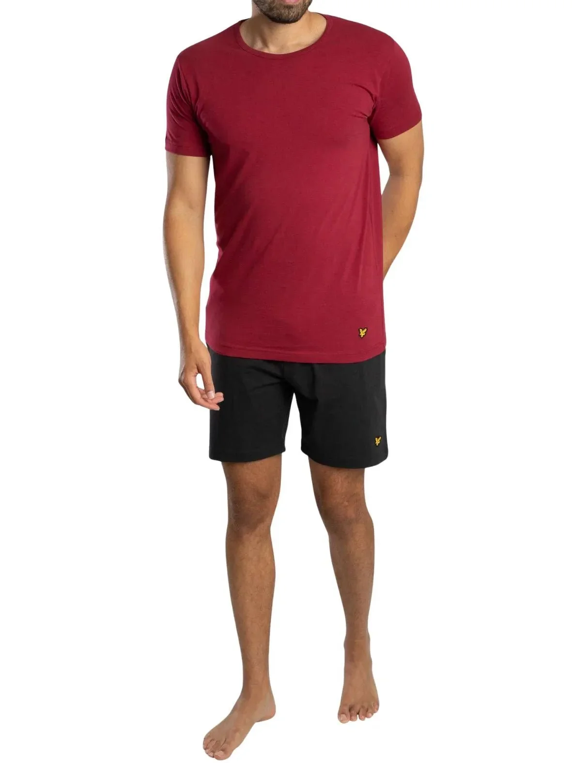 Charlie T-Shirt & Shorts Lounge Set, Burgundy/Black
