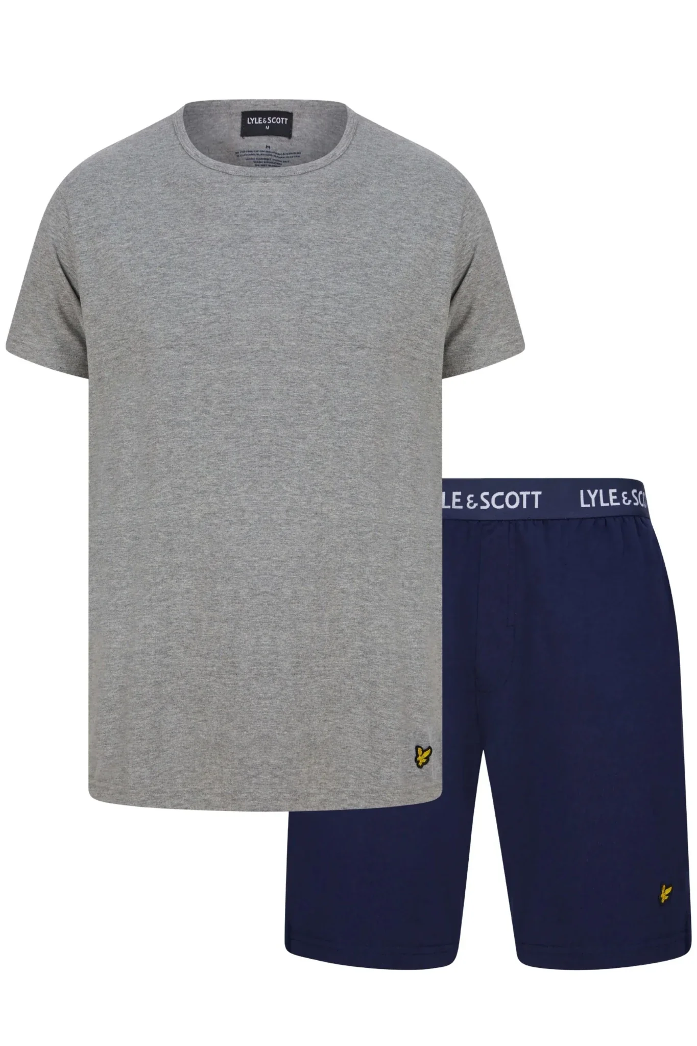 Charlie T-Shirt & Shorts Lounge Set, Peacoat / Grey Marl