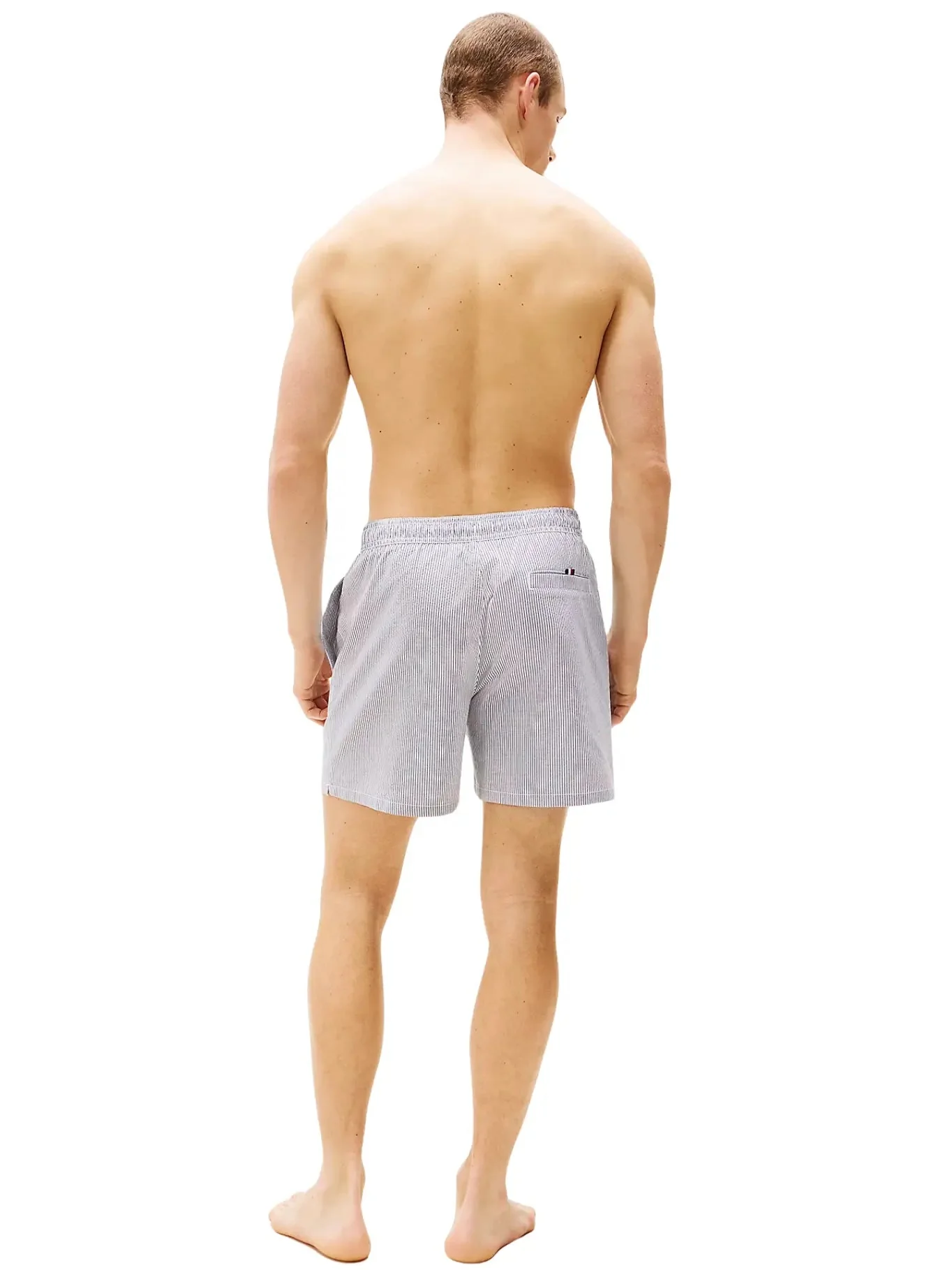 Original Stripe Mid Length Swim Shorts, Ithaca White/Desert Sky - Image 4