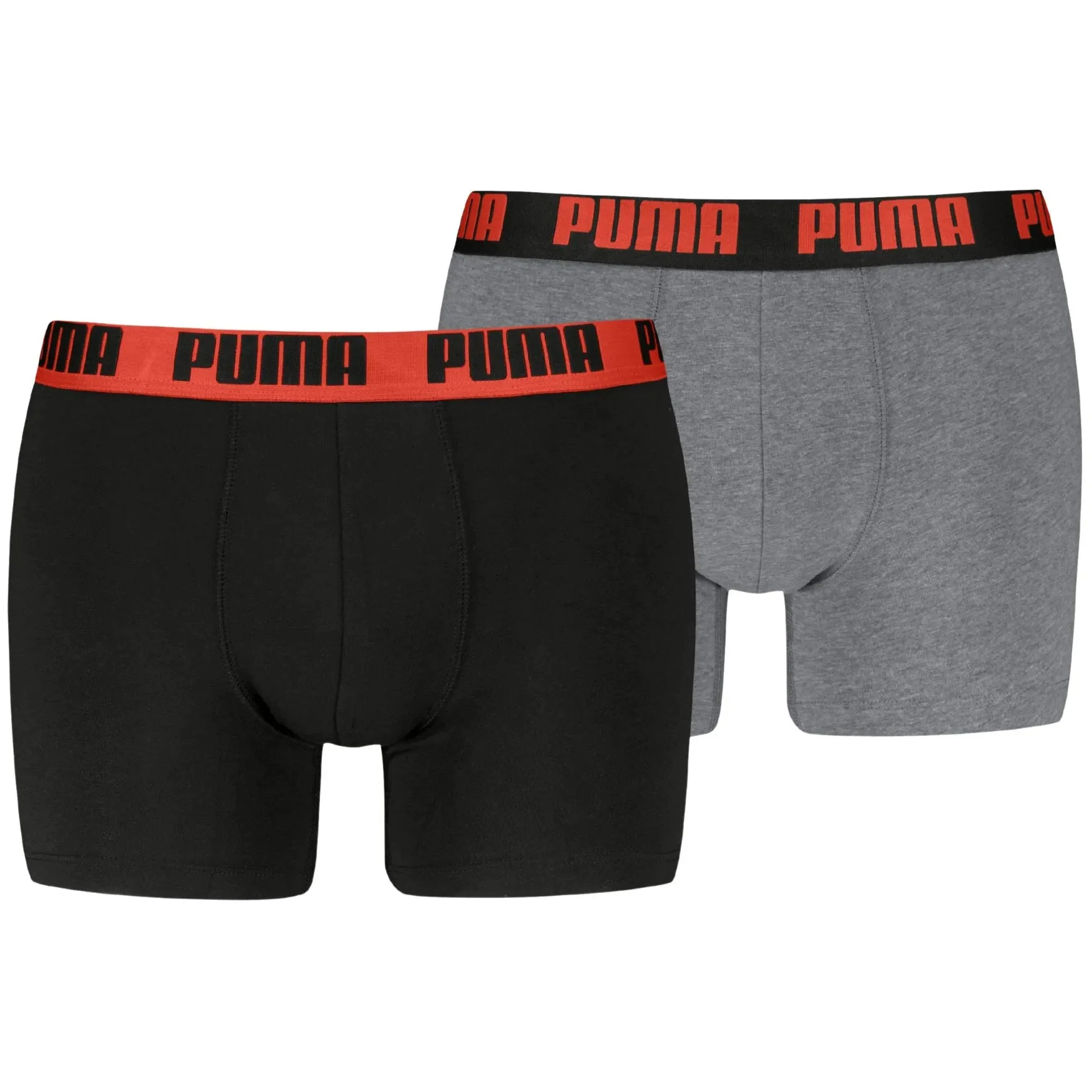 2-Pack Basic Boxer Briefs, Black/Grey w/ fierce red