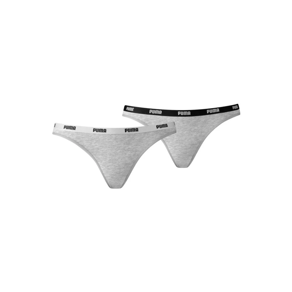 2-Pack Classic Logo Low-Rise Bikini Briefs, Grey Melange