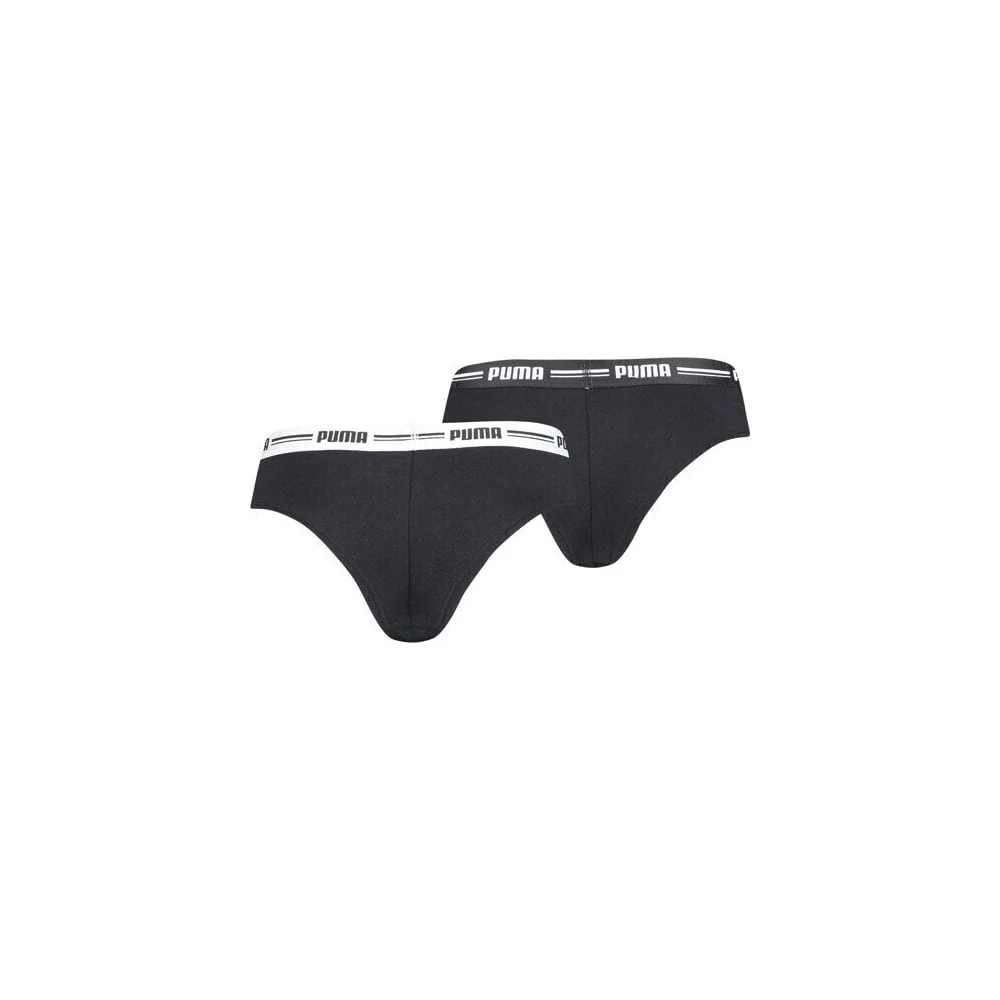 2-Pack Striped Logo Mid-Rise Brazilian Briefs, Black - Image 2