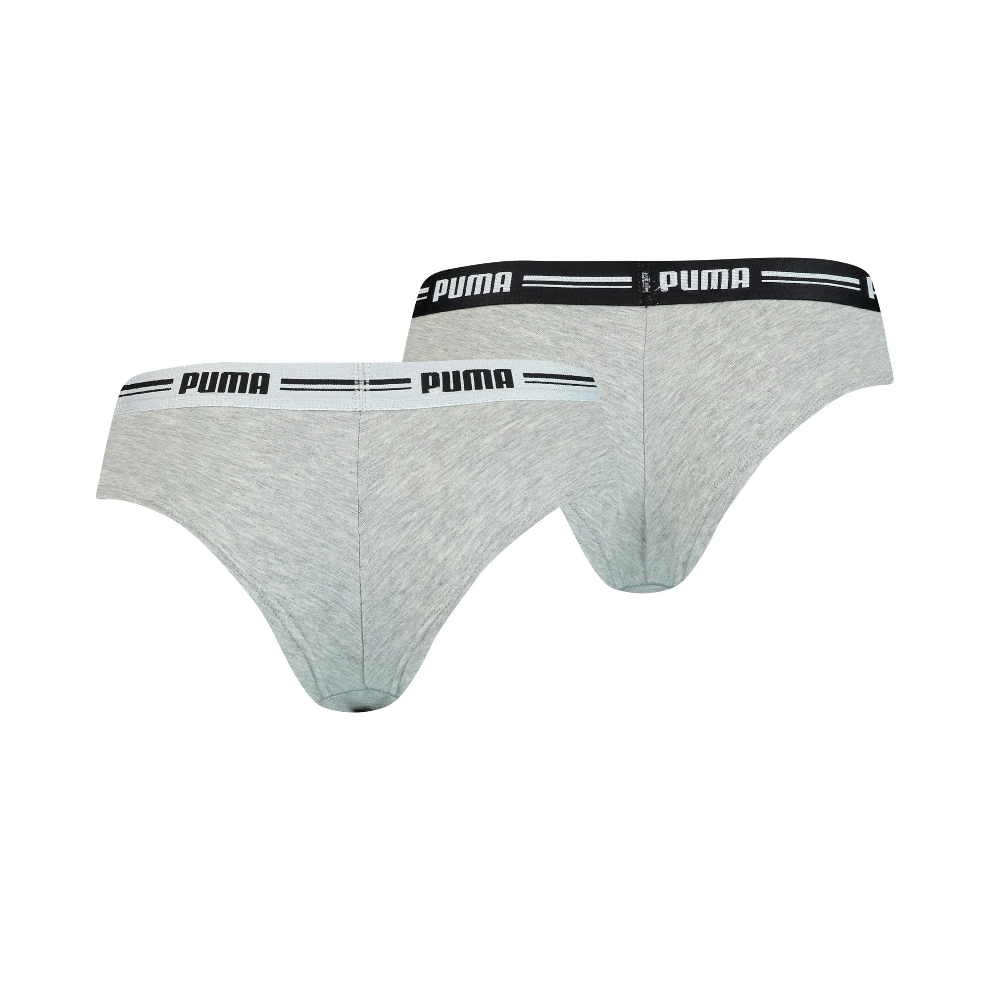 2-Pack Striped Logo Mid-Rise Brazilian Briefs, Grey Melange - Image 2