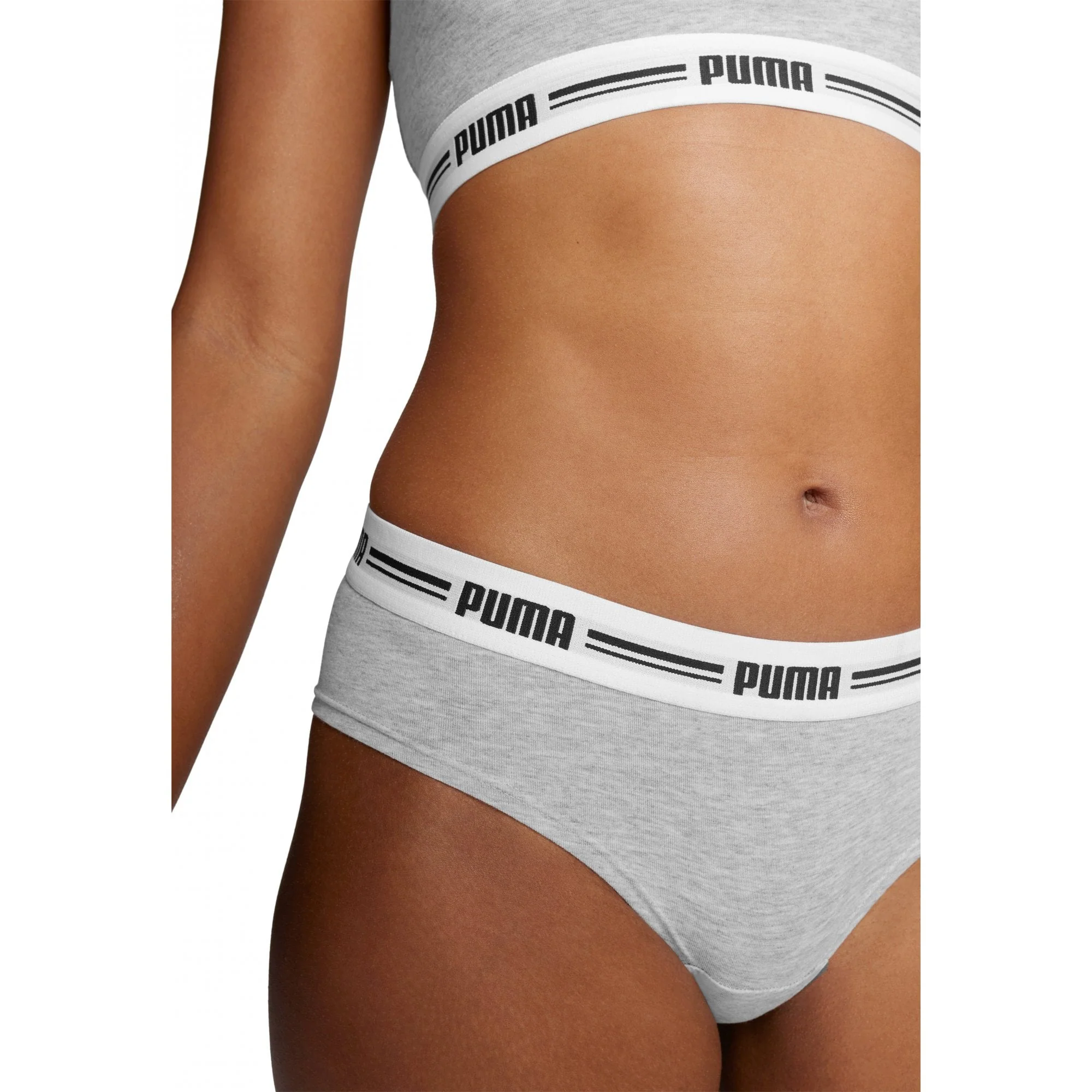 2-Pack Striped Logo Mid-Rise Brazilian Briefs, Grey Melange - Image 3