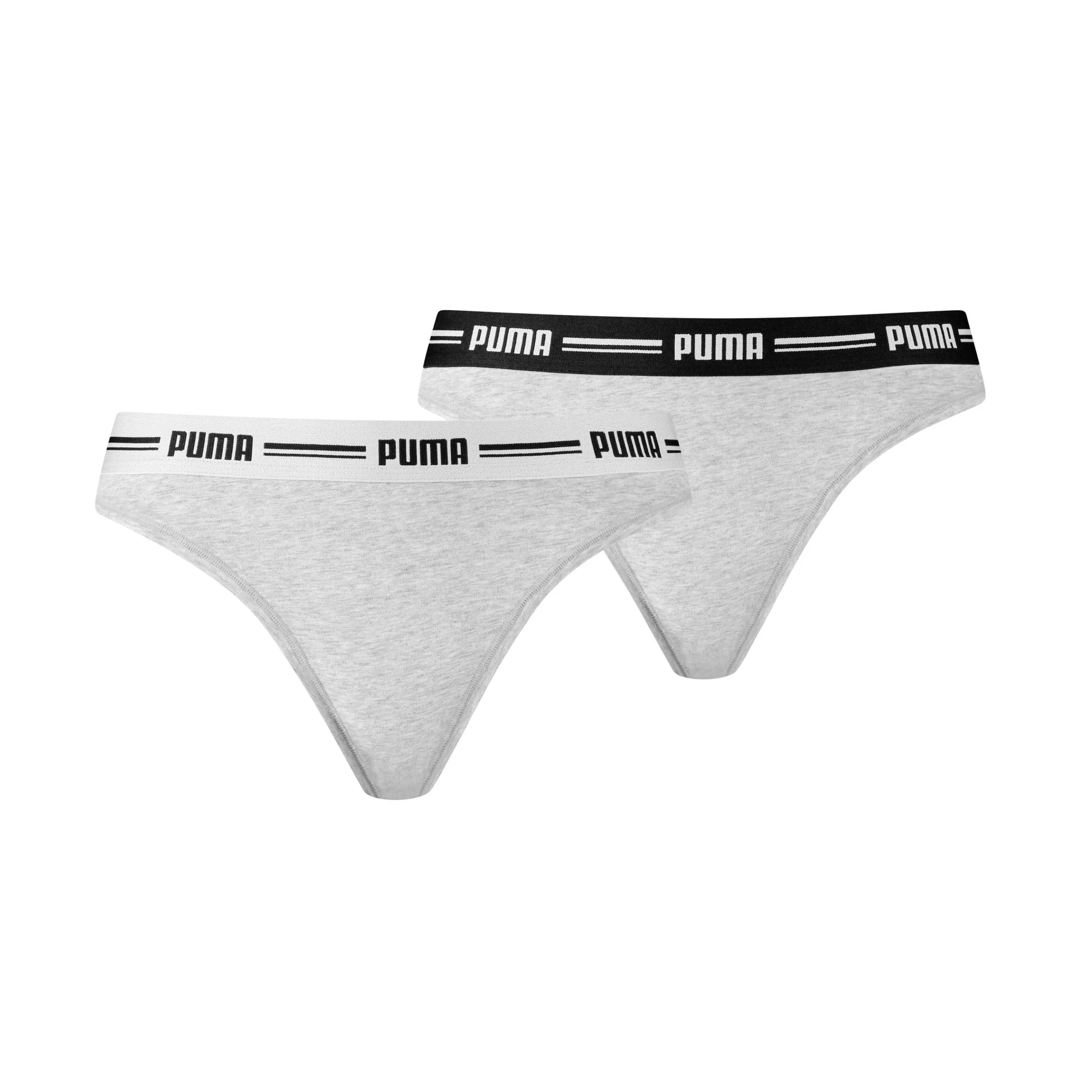 2-Pack Striped Logo Mid-Rise Strings, Grey Melange