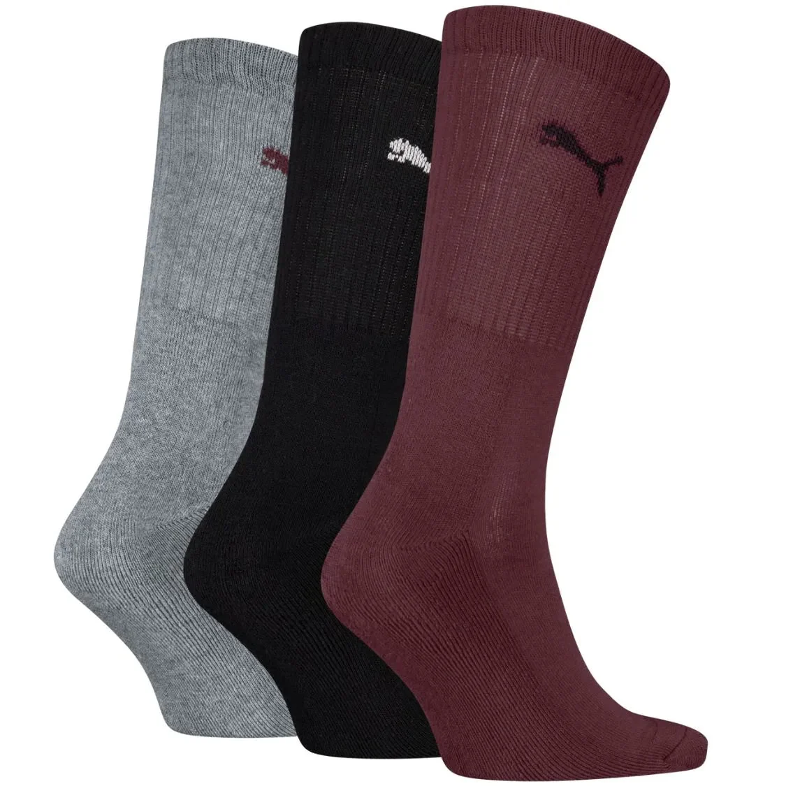 3-Pack Sports Socks, Burgundy/Black/Grey - Image 2