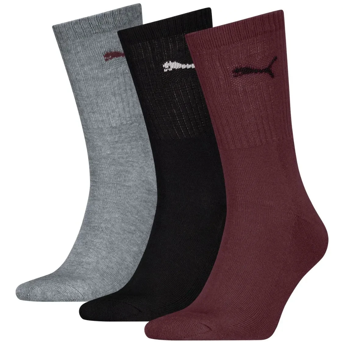 3-Pack Sports Socks, Burgundy/Black/Grey - Image 3