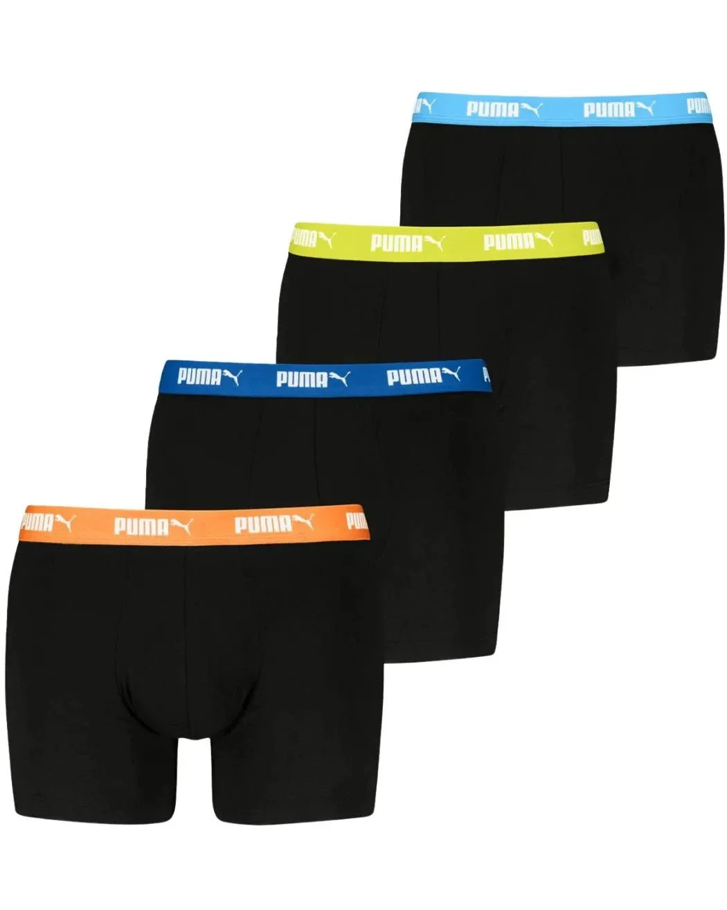 4-Pack Everyday Boxer Briefs, Black w/ yellow/orange/blue waistbands
