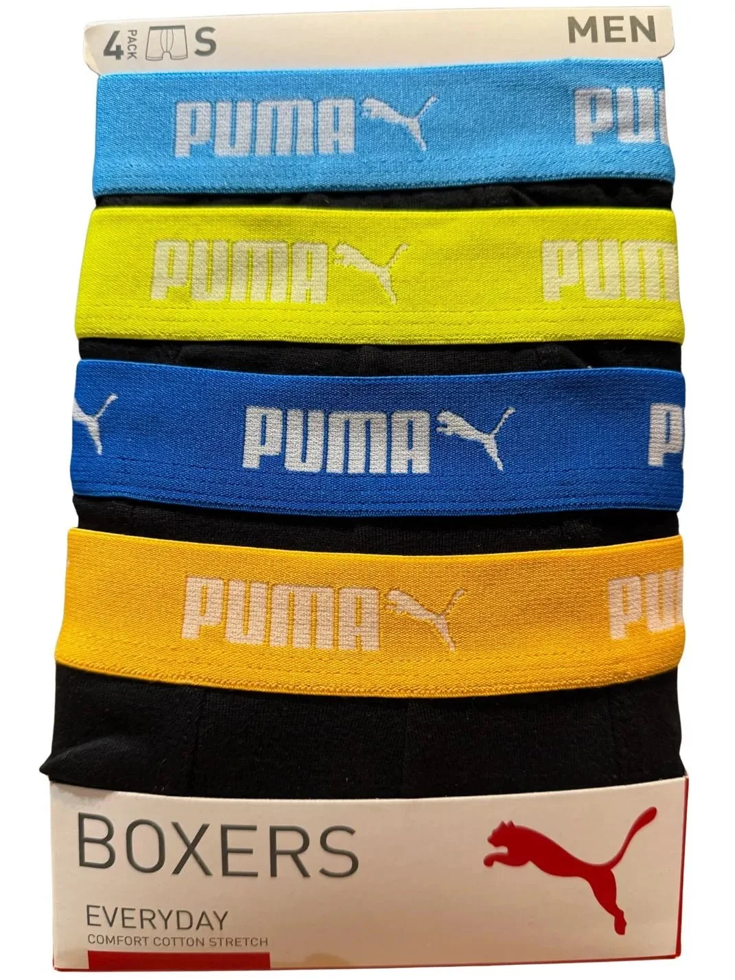 4-Pack Everyday Boxer Briefs, Black w/ yellow/orange/blue waistbands - Image 2