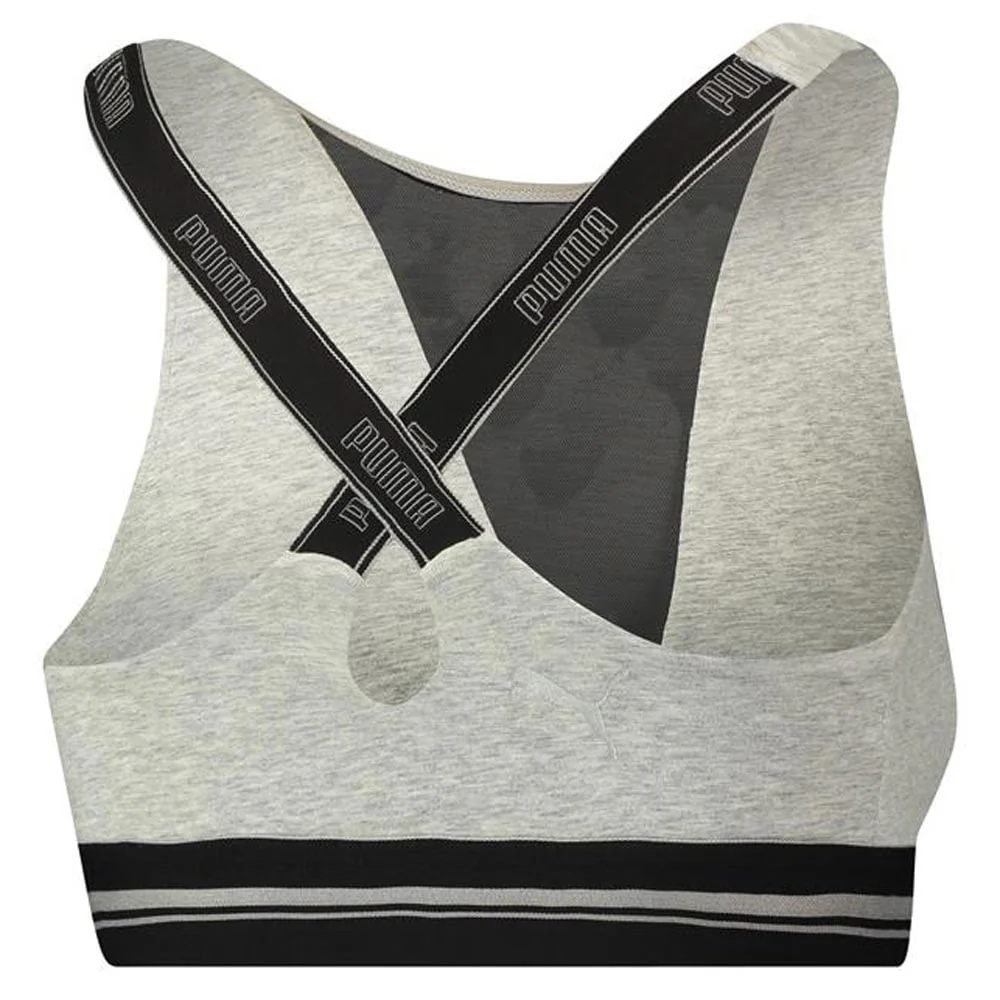 iCotton Modal Stretch High Neck Bra wth Mesh, Grey Melange/Silver - Image 4