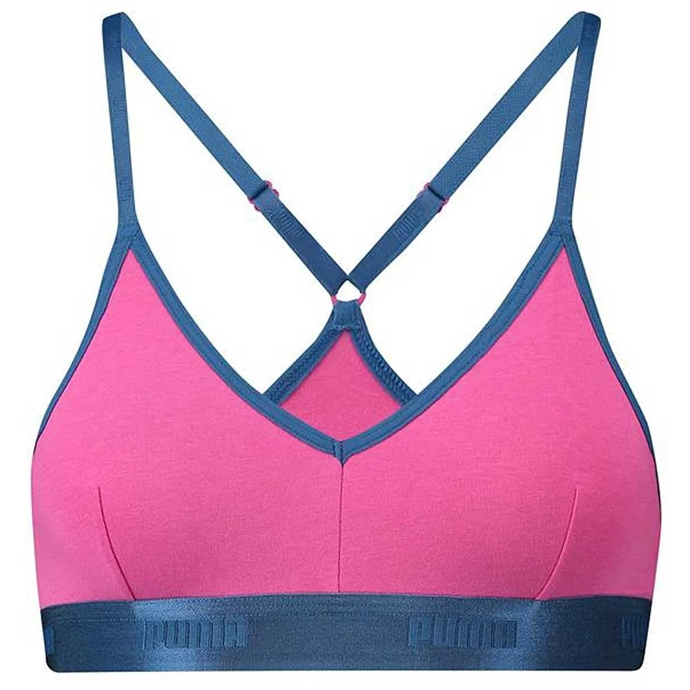Cotton Modal Stretch High-Shine Triangle Bralette, Pink/Blue