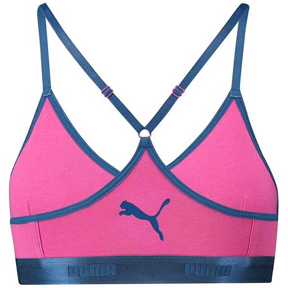 Cotton Modal Stretch High-Shine Triangle Bralette, Pink/Blue - Image 2