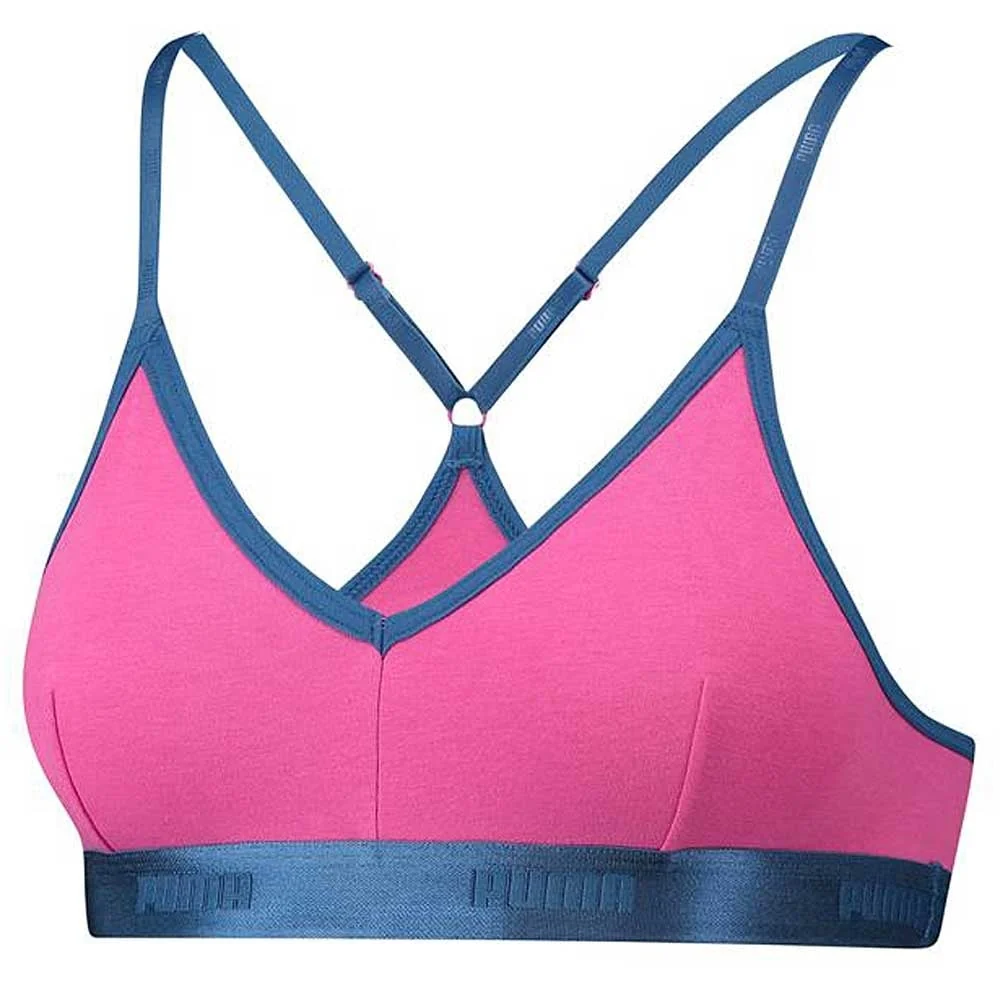 Cotton Modal Stretch High-Shine Triangle Bralette, Pink/Blue - Image 3