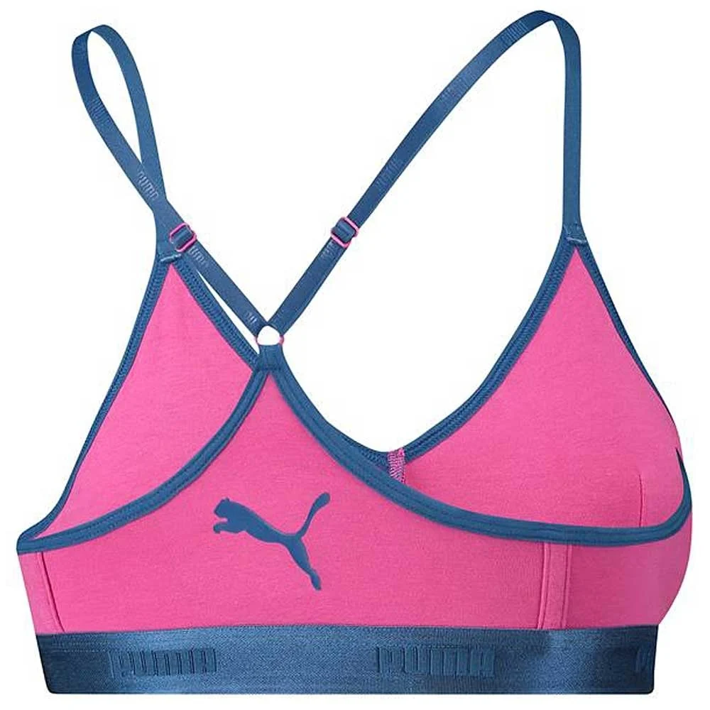 Cotton Modal Stretch High-Shine Triangle Bralette, Pink/Blue - Image 4