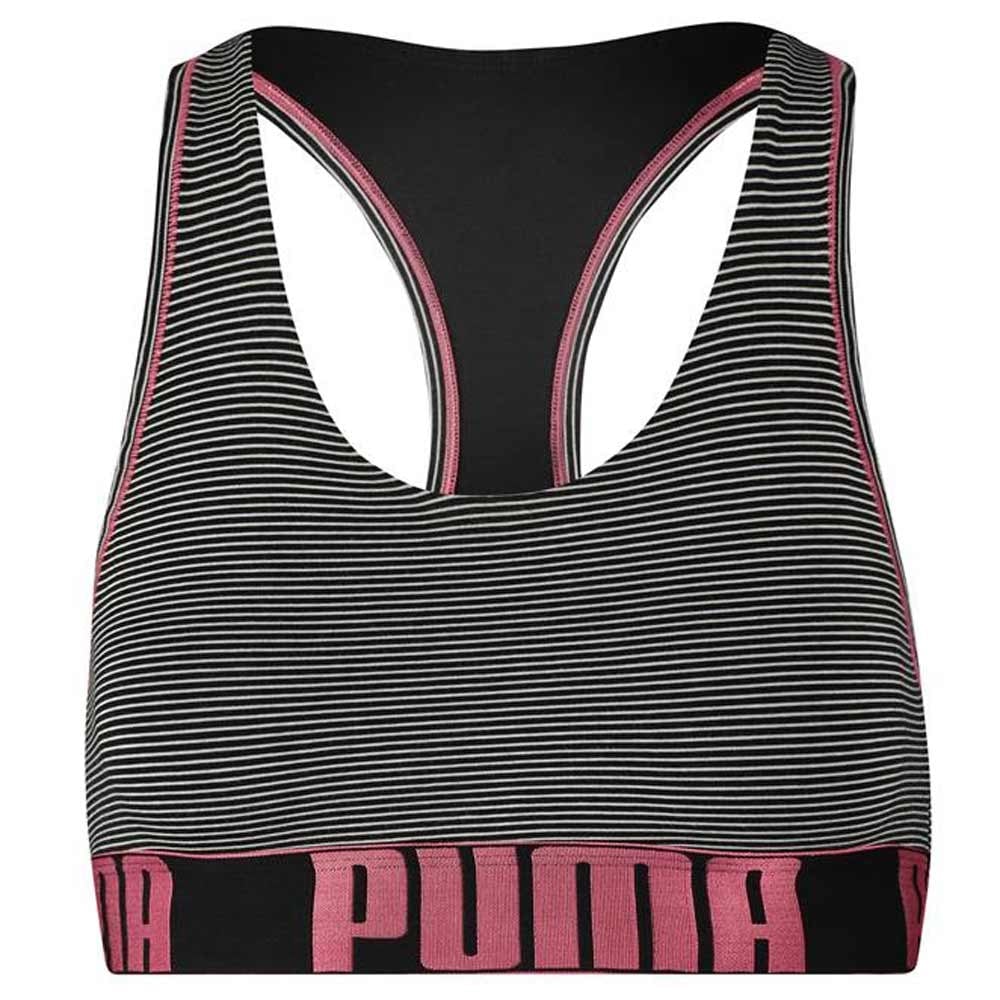 Cotton Modal Stretch Mini Stripe Bralette, Black / Pink