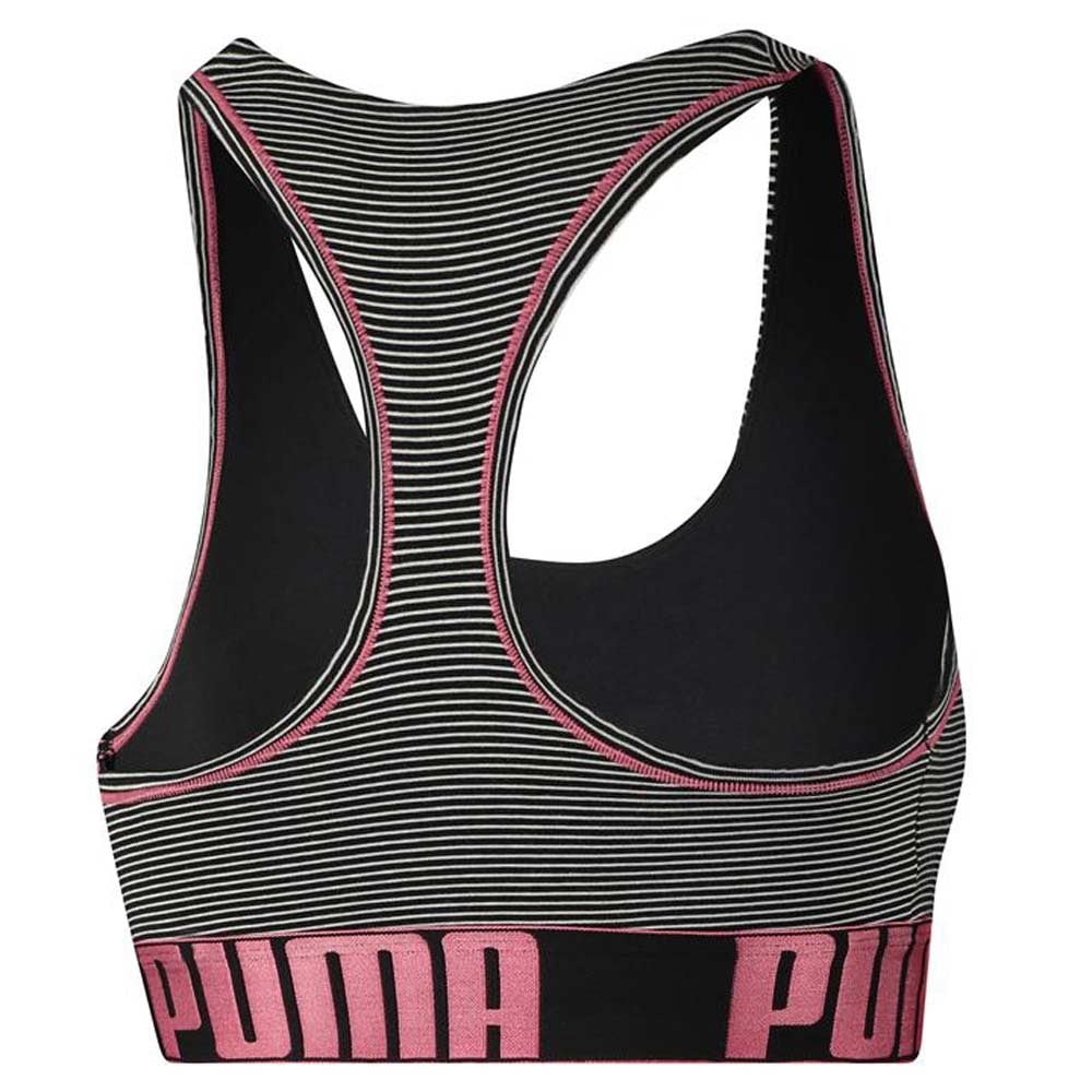 Cotton Modal Stretch Mini Stripe Bralette, Black / Pink - Image 2